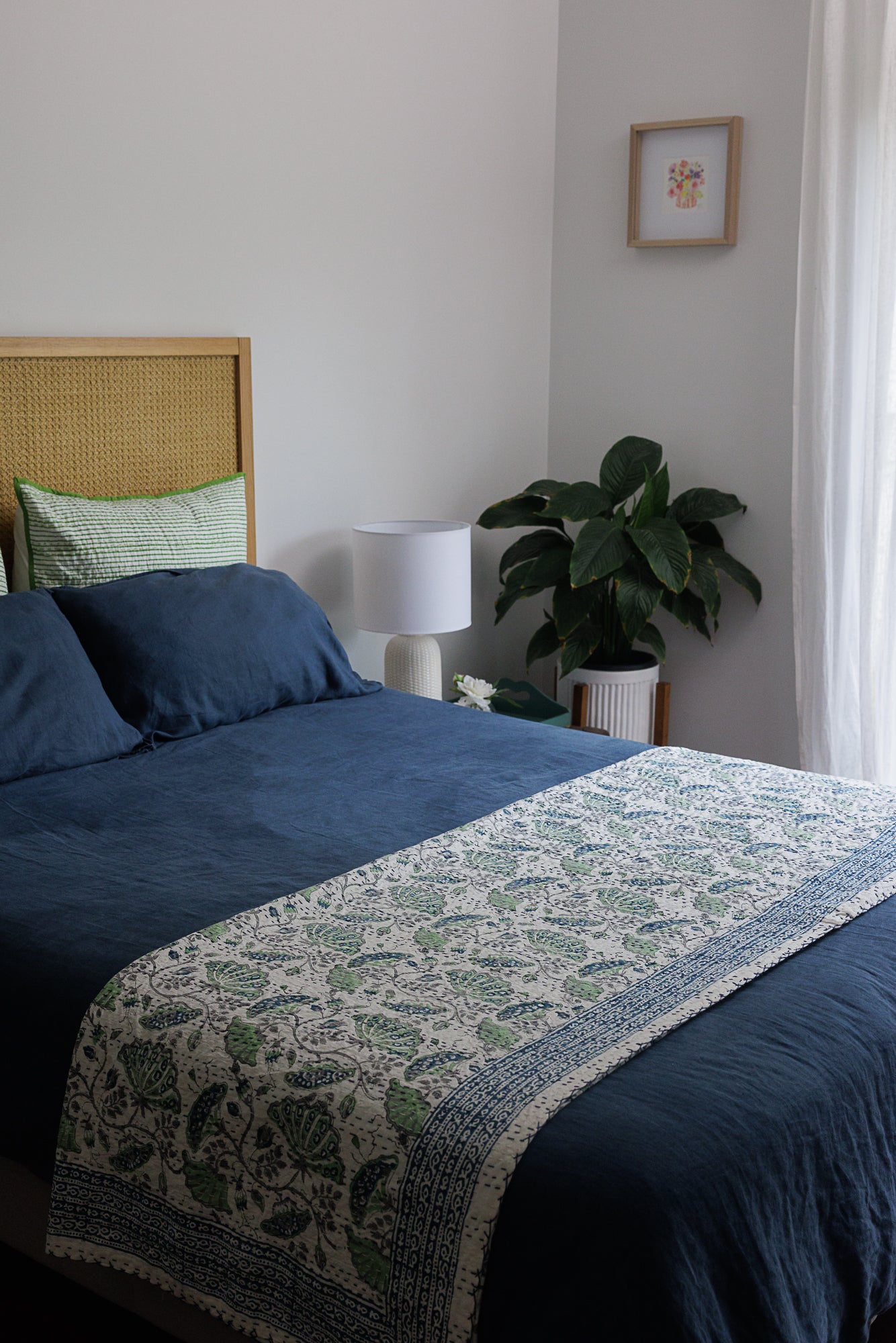 Kantha Quilt Floral Mint
