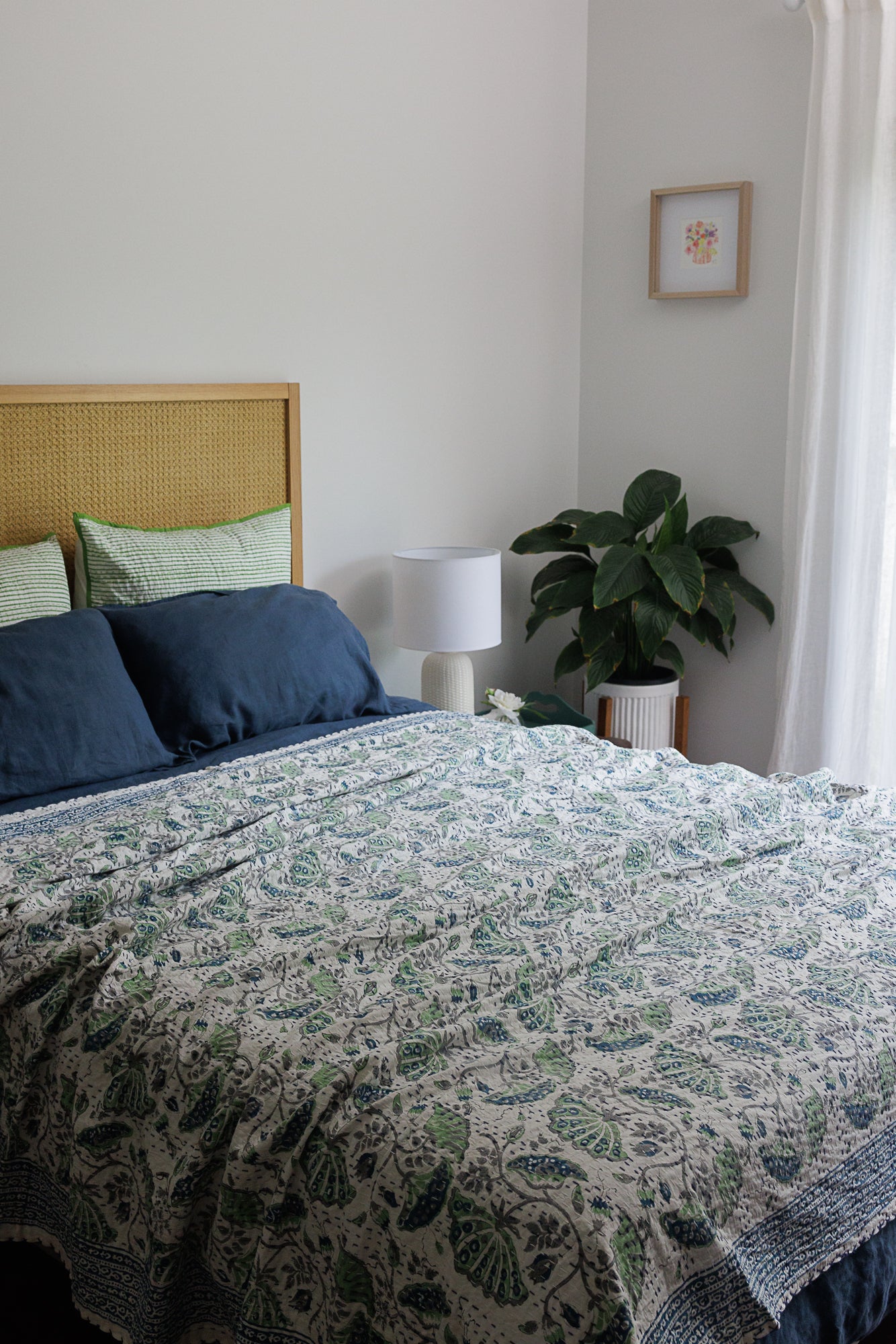 Kantha Quilt Floral Mint