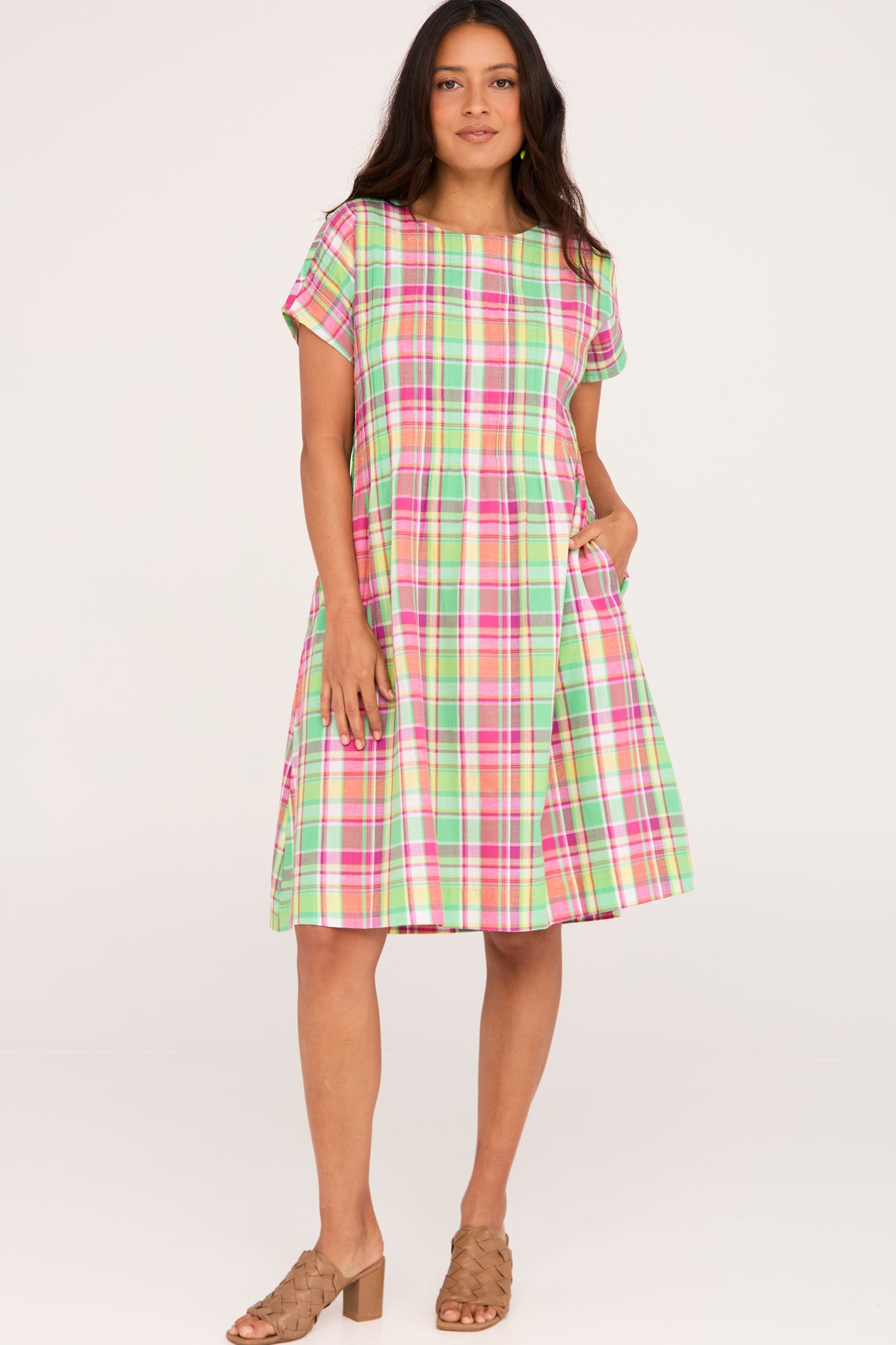 Folk Dress Pink Check