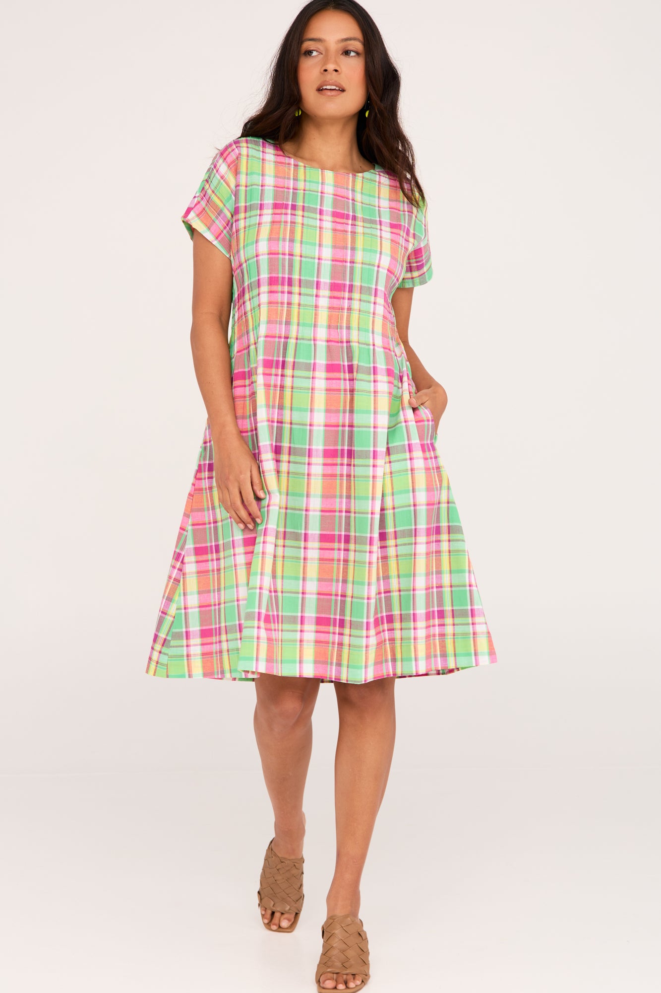 Folk Dress Pink Check