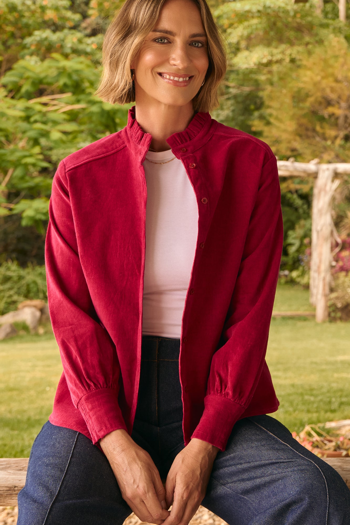 Imani Shirt Garnet Red Baby Cord