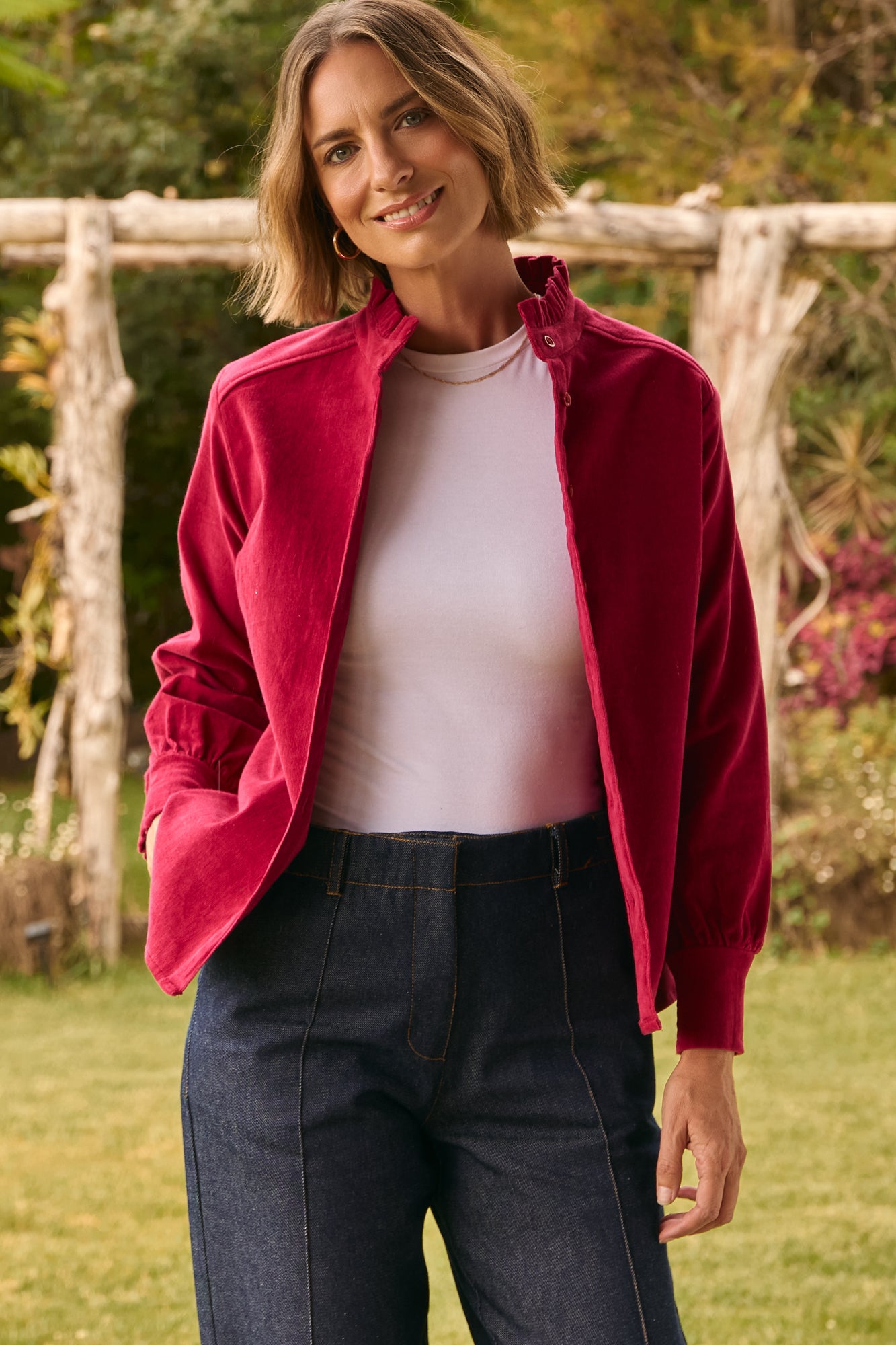 Imani Shirt Garnet Red Baby Cord