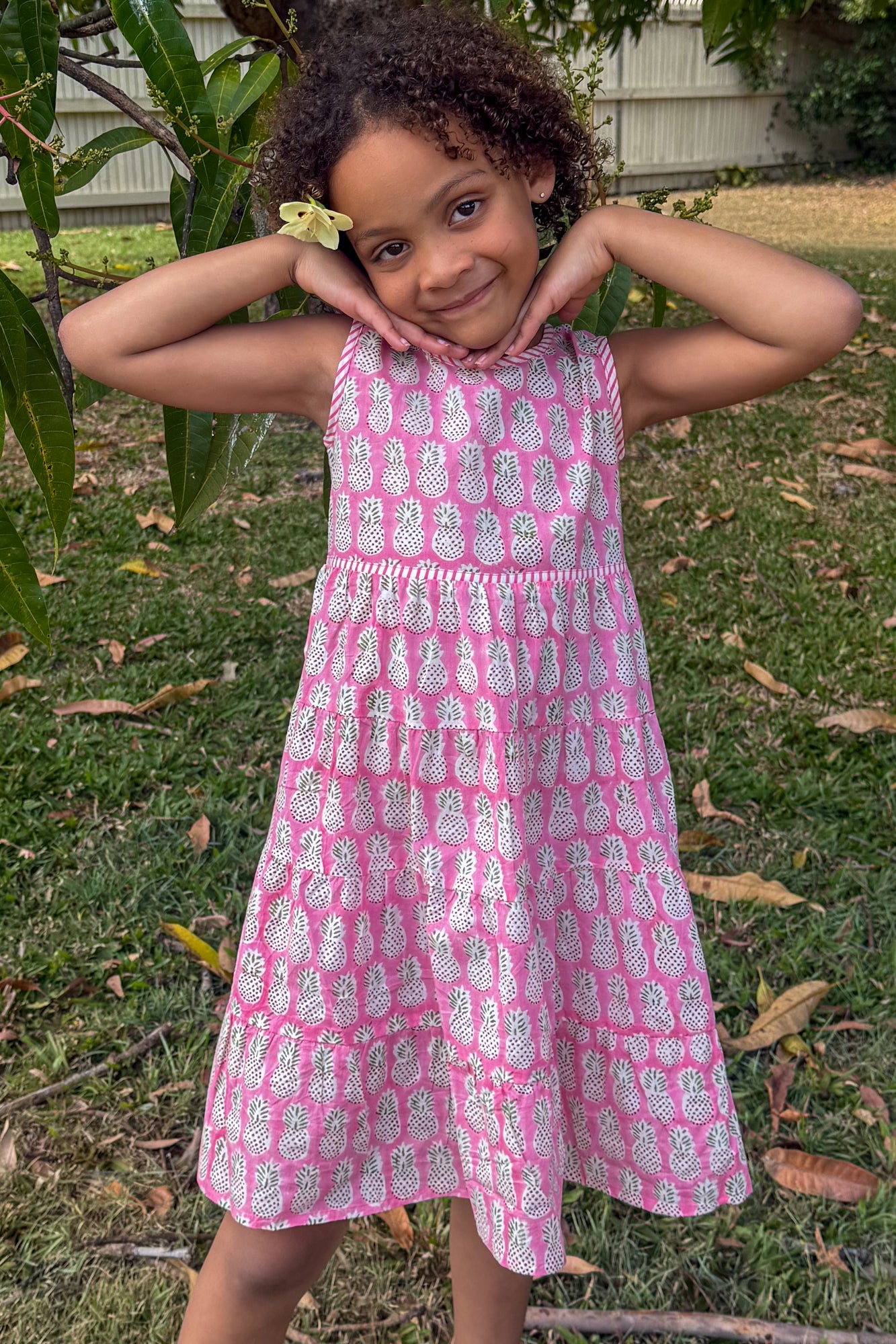 Indie Girls Dress Pink Pineapple