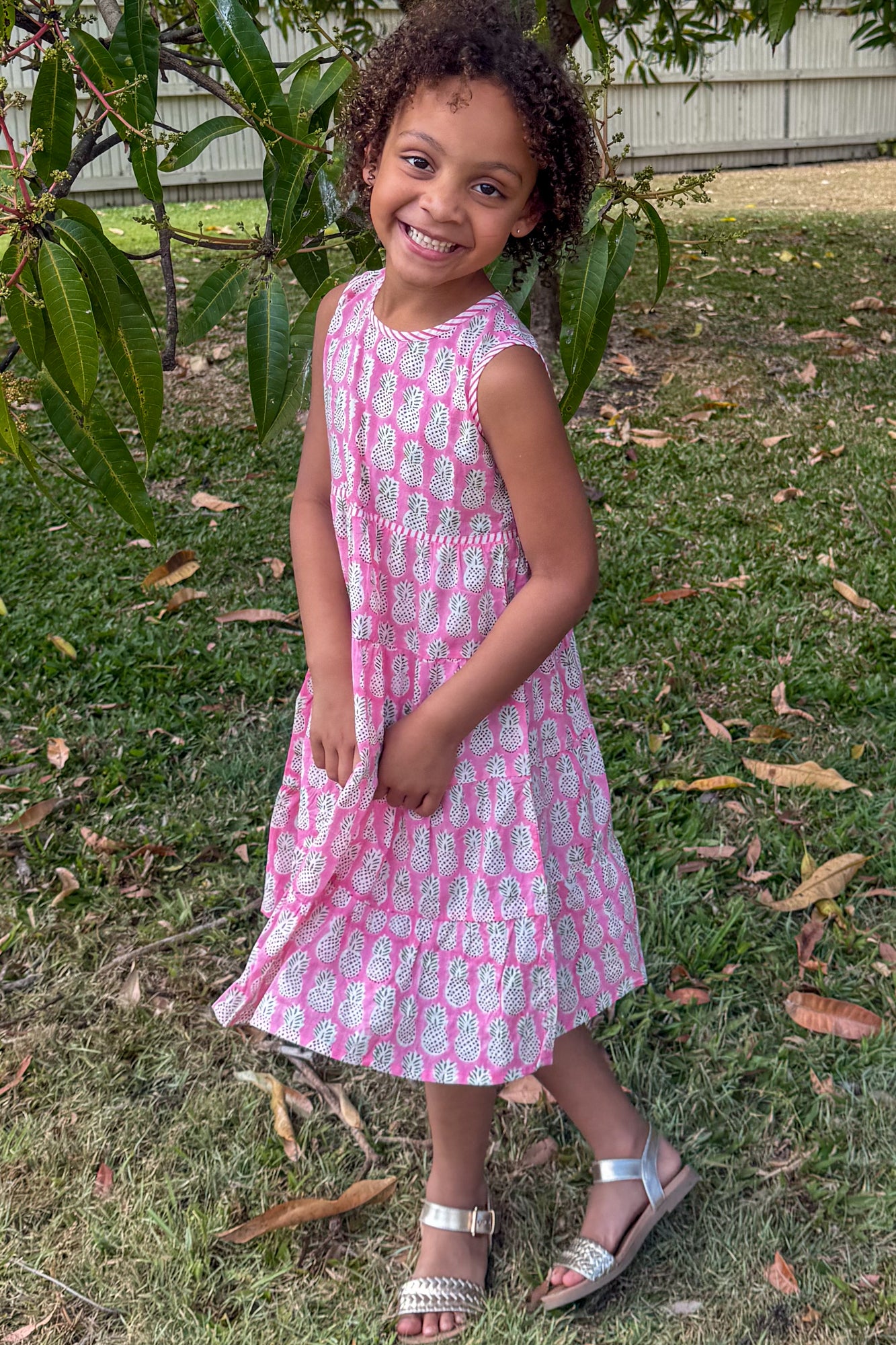 Indie Girls Dress Pink Pineapple