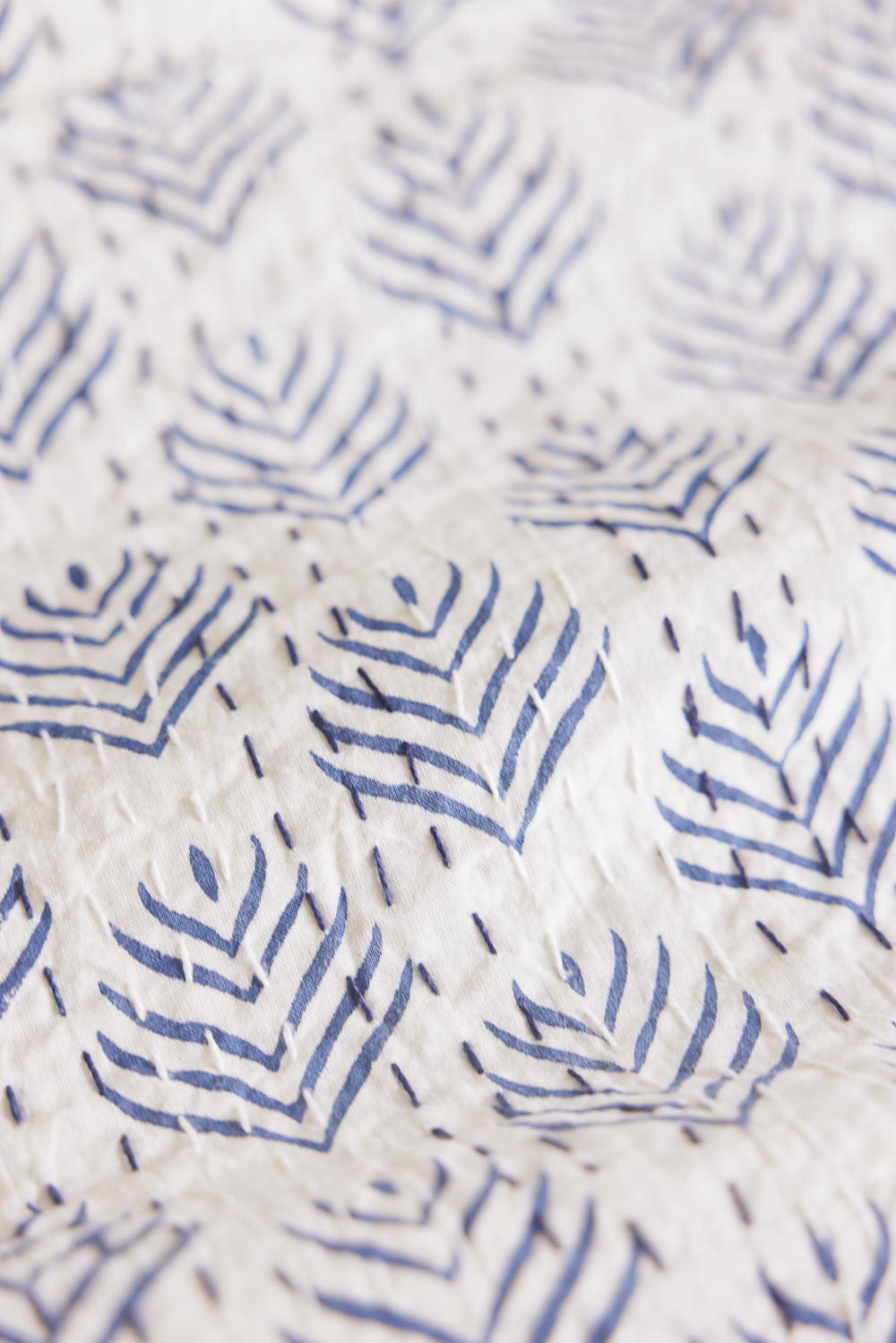 Kantha Quilt Indigo Fern