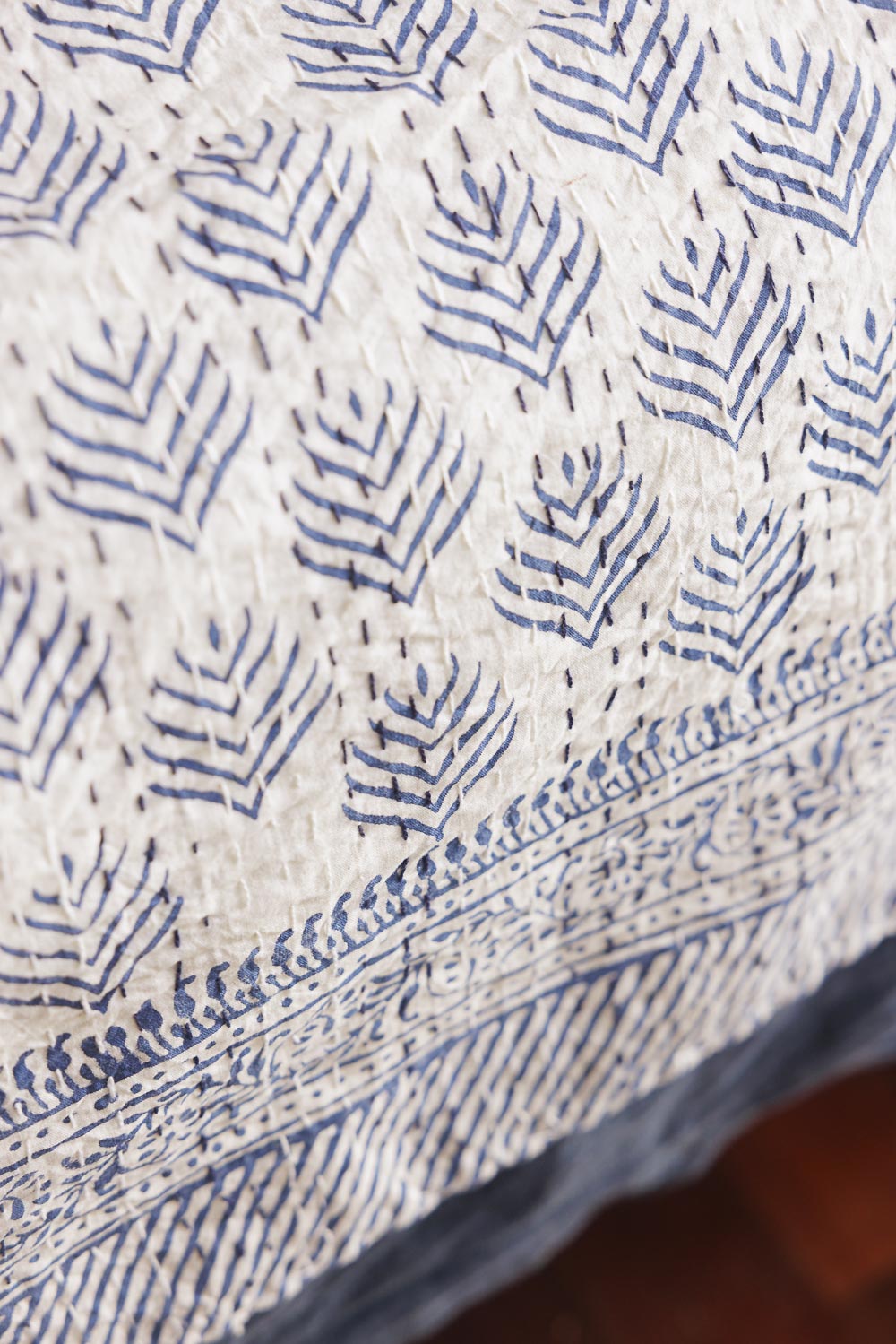 Kantha Quilt Indigo Fern