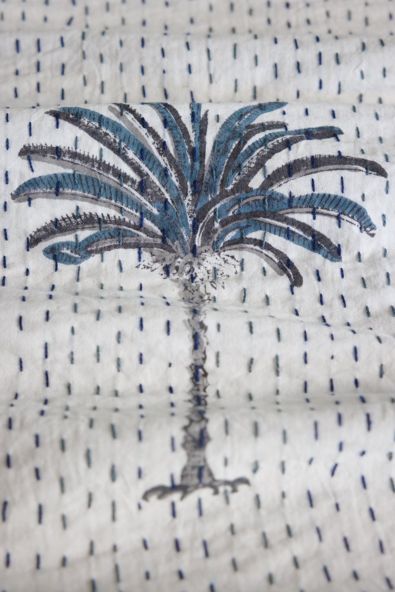 Kantha Quilt Cool Palms