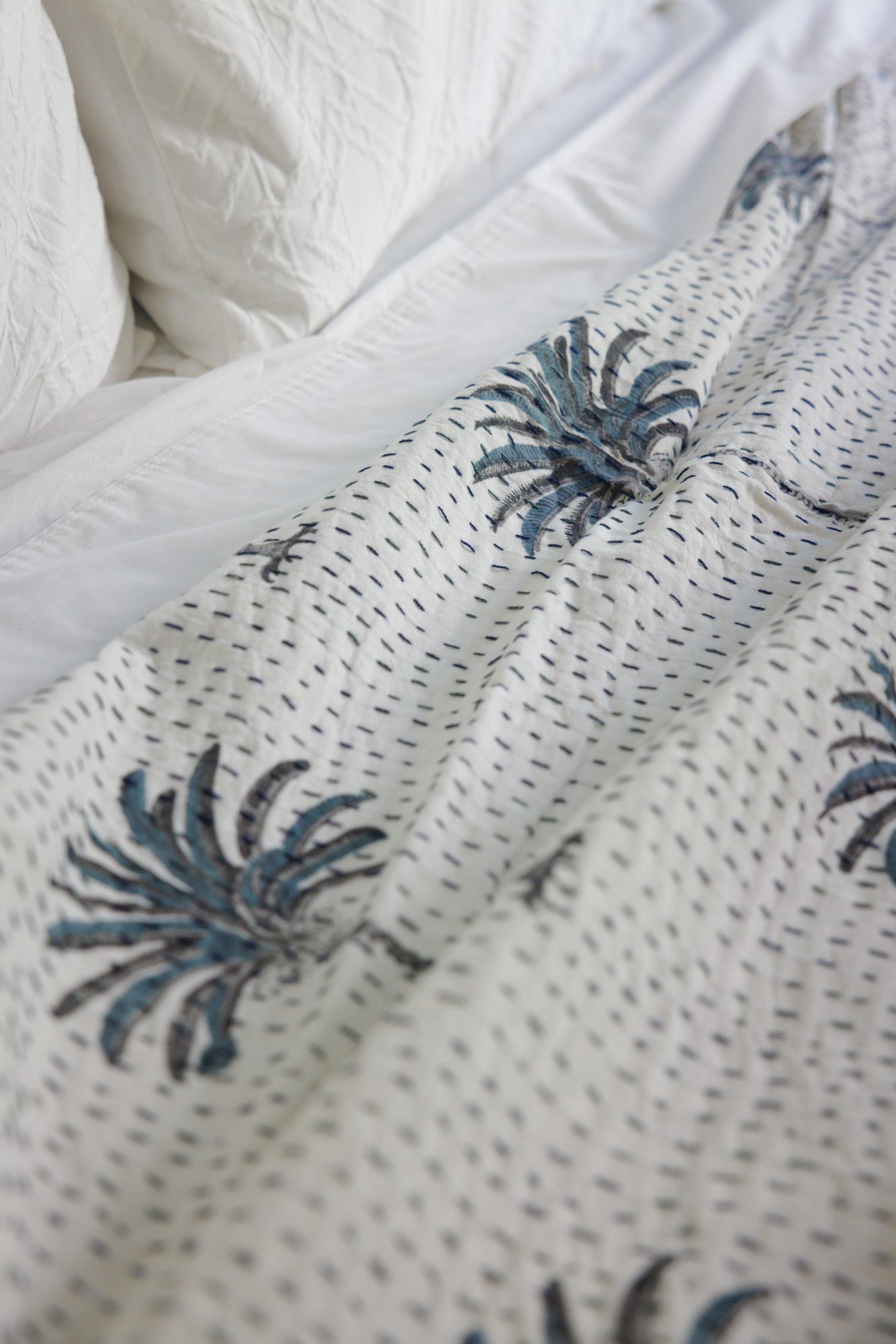 Kantha Quilt Cool Palms