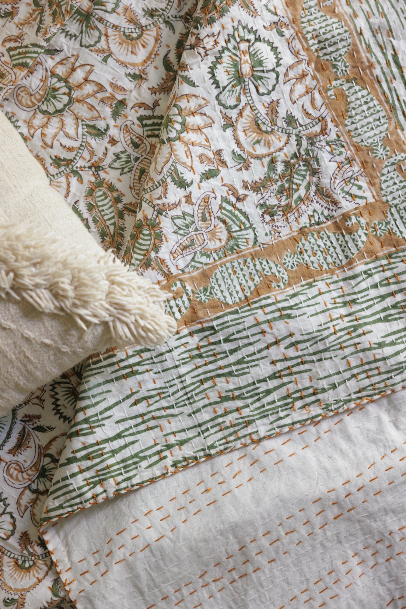 Kantha Quilt Desert Flowers