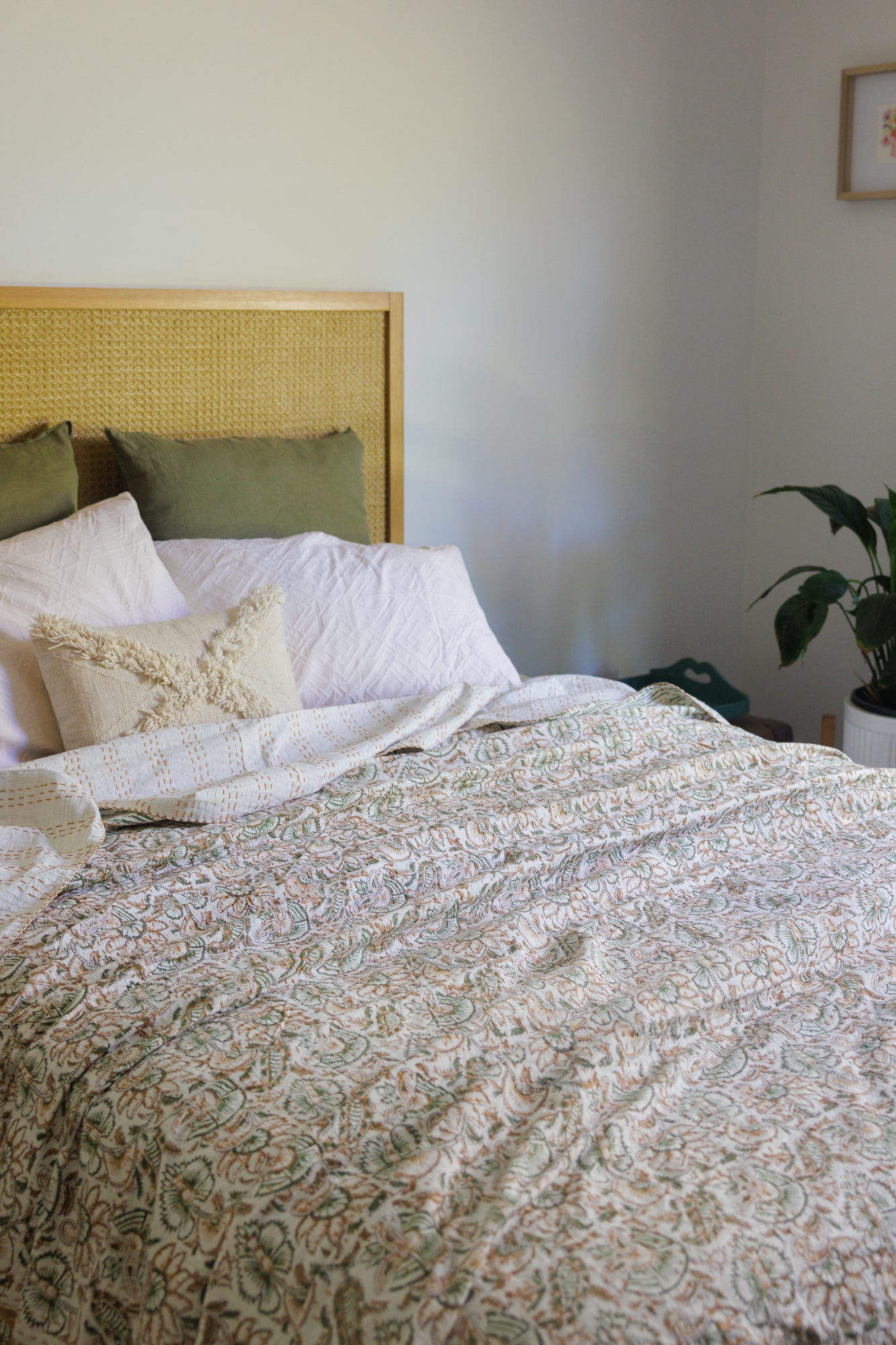 Kantha Quilt Desert Flowers