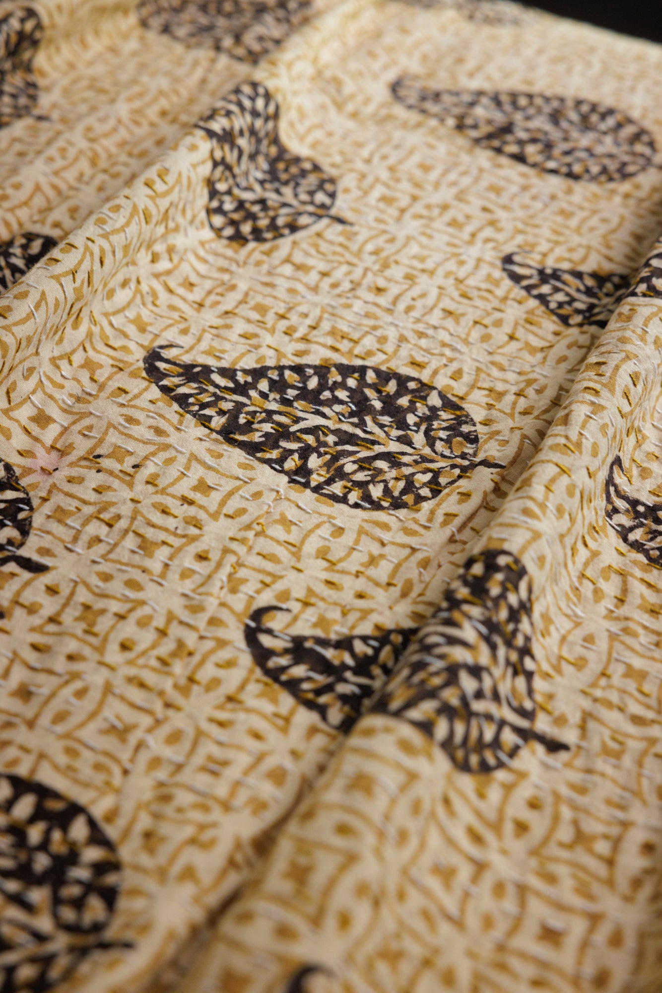 Kantha Quilt Falling Leaves