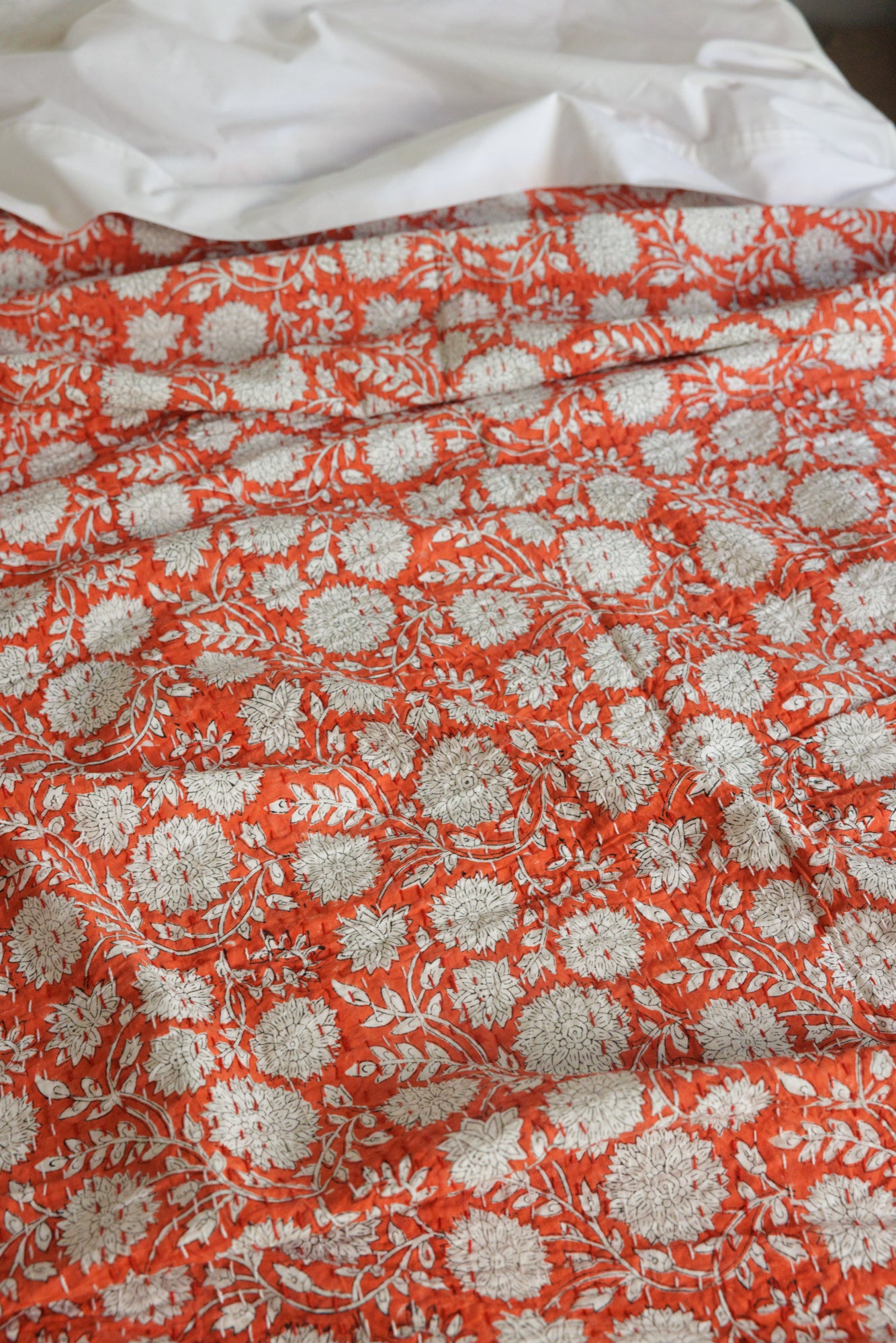 Kantha Quilt Scarlett Dahlia