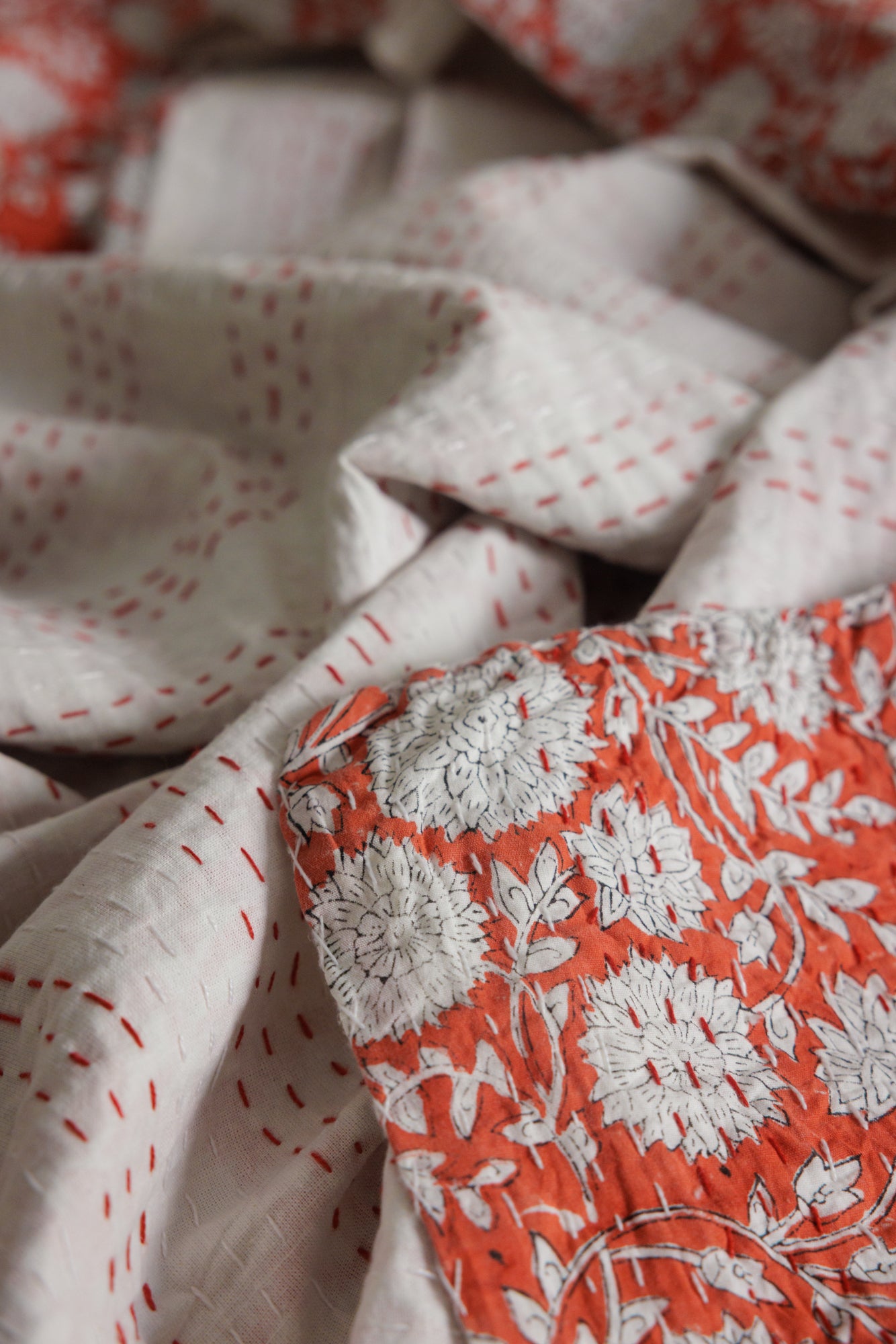 Kantha Quilt Scarlett Dahlia