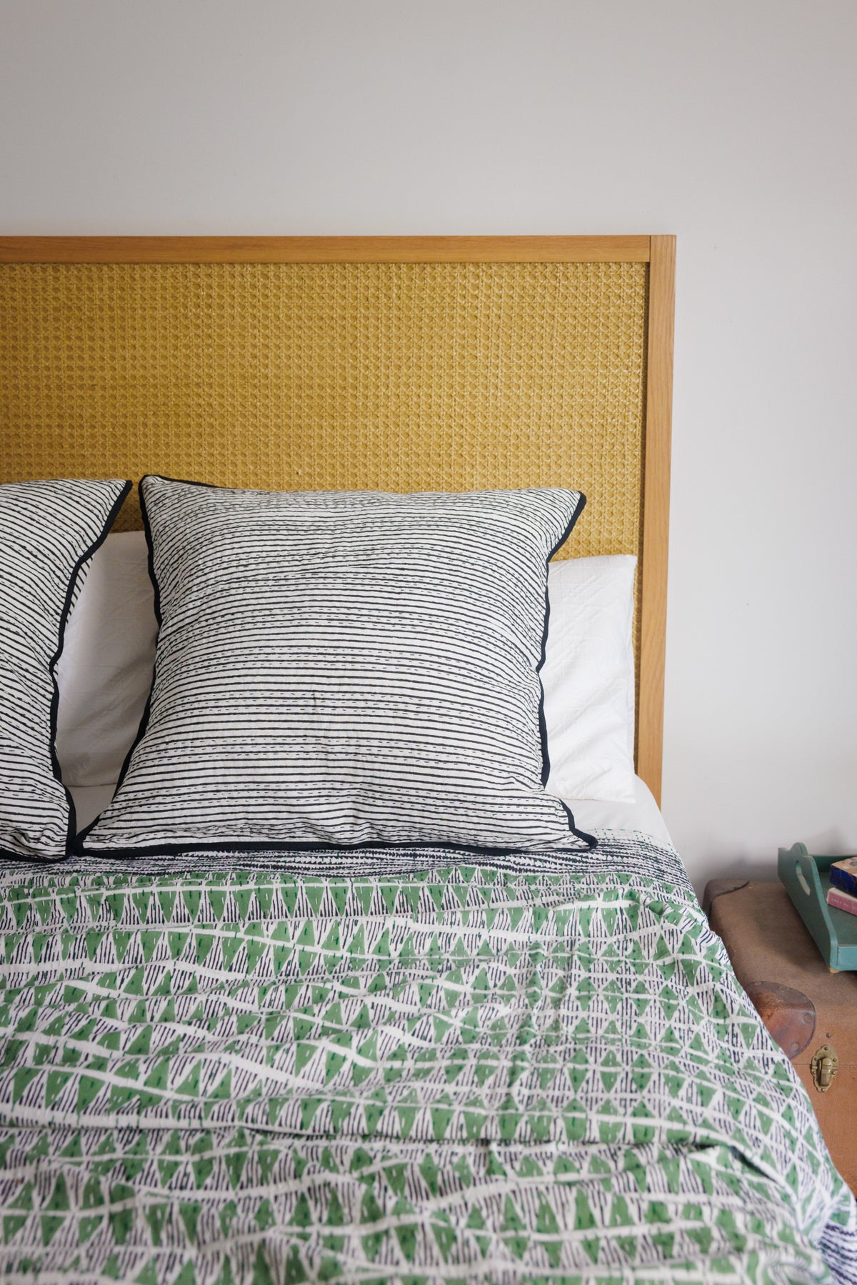 Kantha Stitched European Pillowcases Black