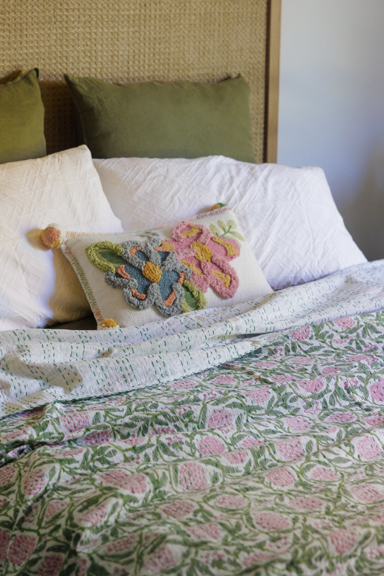 Kantha Quilt Vignoble Rose
