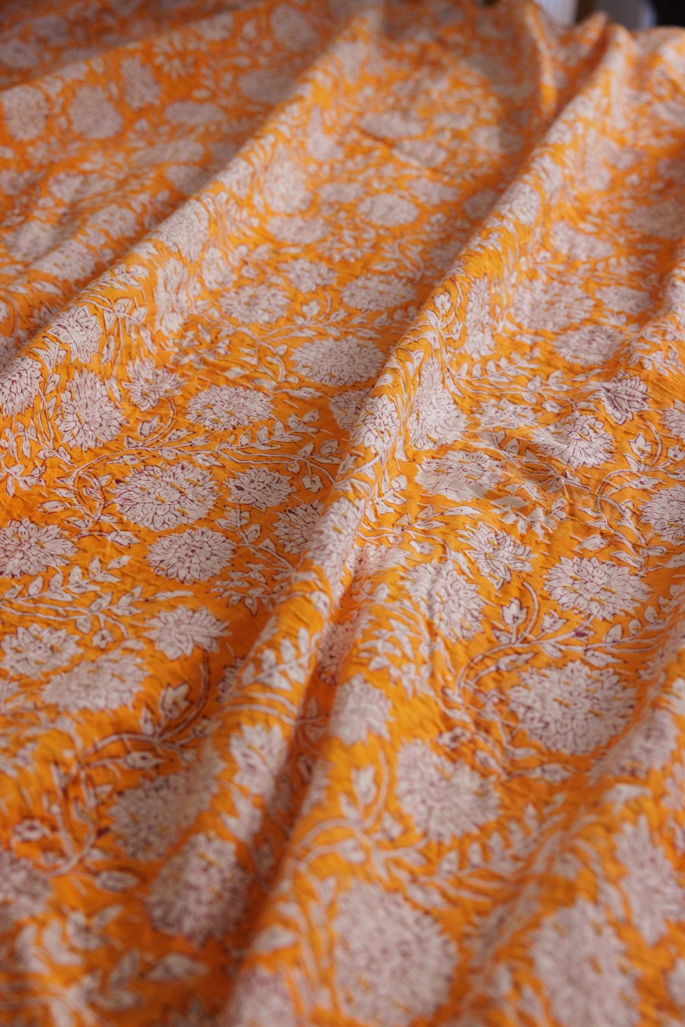 Kantha Quilt Golden Dahlia