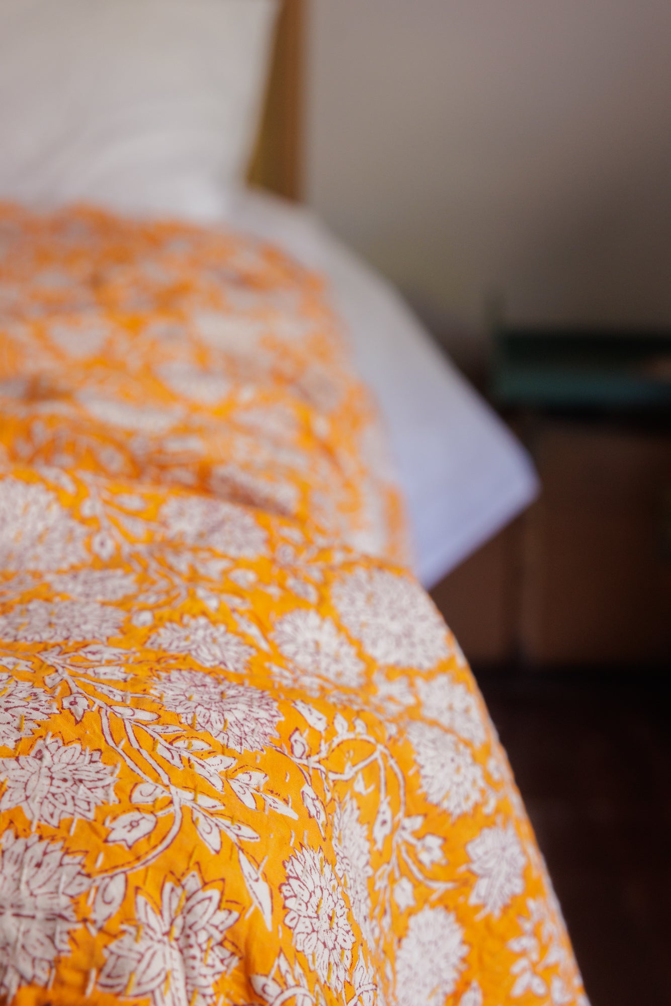 Kantha Quilt Golden Dahlia