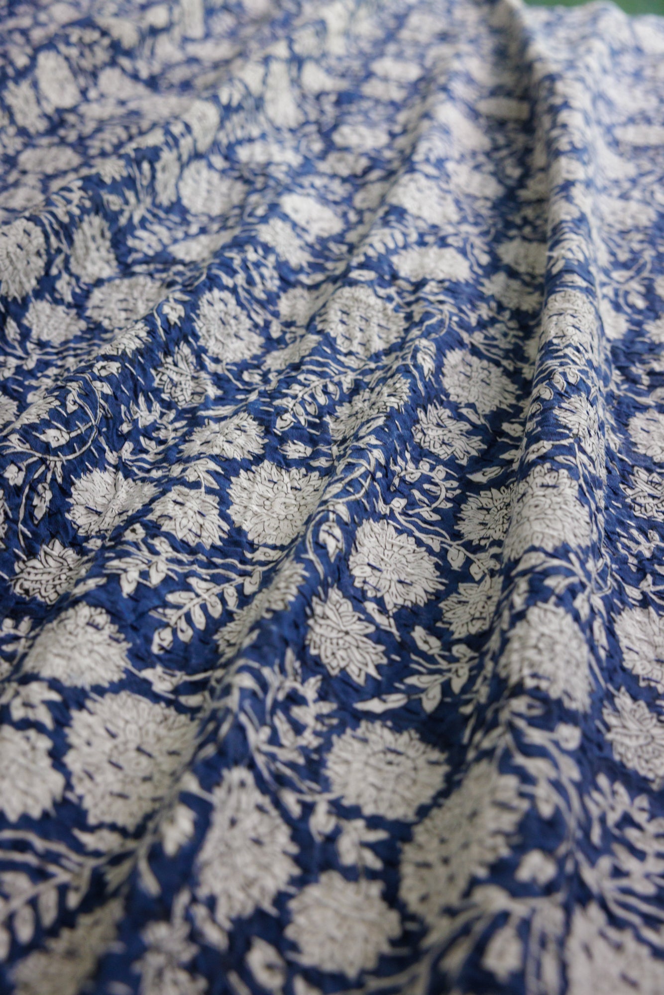 Kantha Quilt Indigo Dahlia