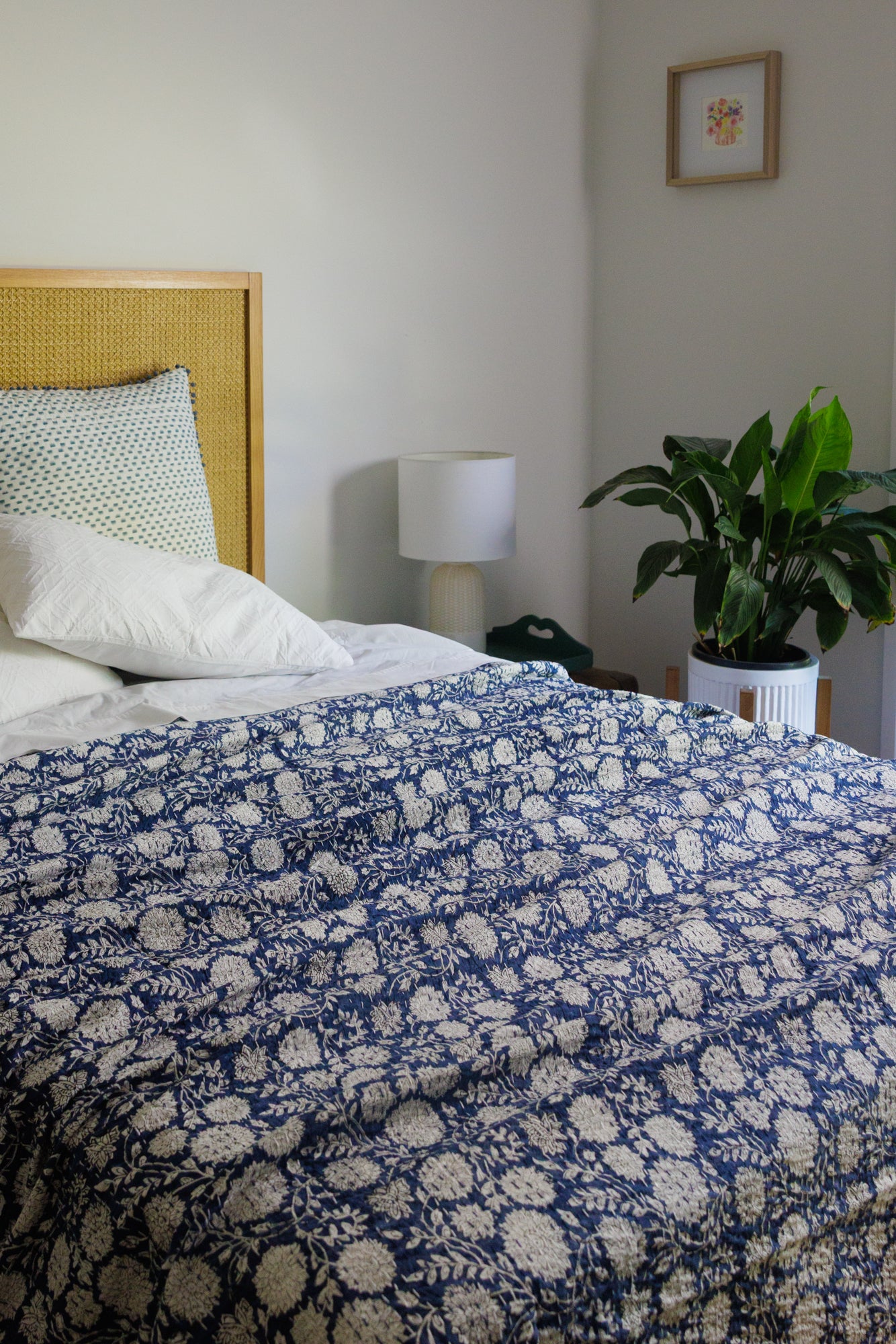Kantha Quilt Indigo Dahlia