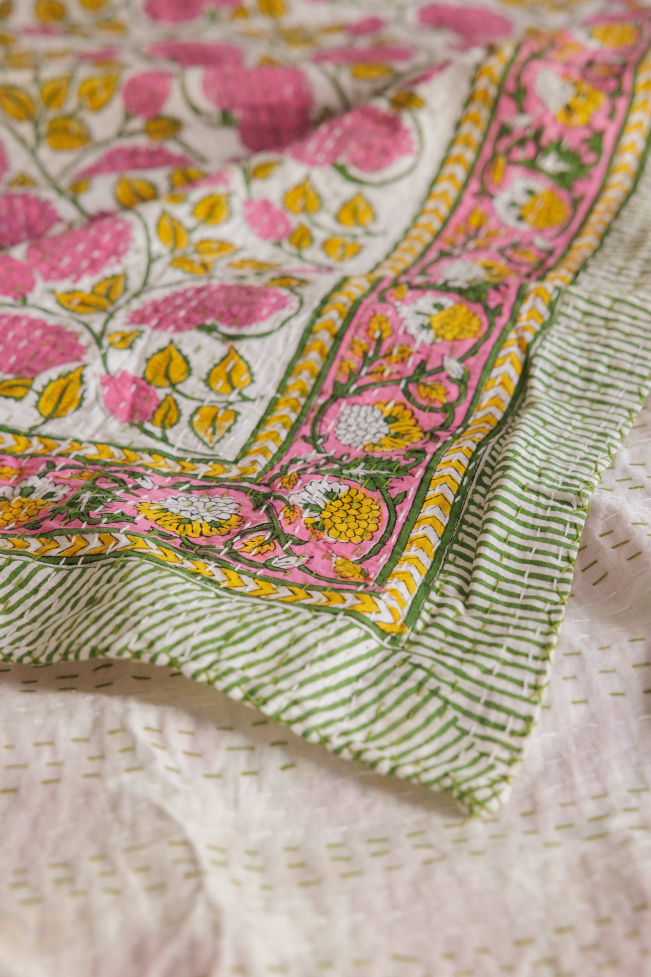 Kantha Quilt Wild Flowers