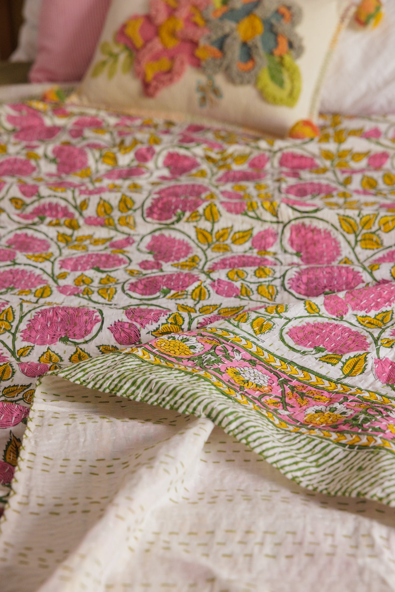 Kantha Quilt Wild Flowers