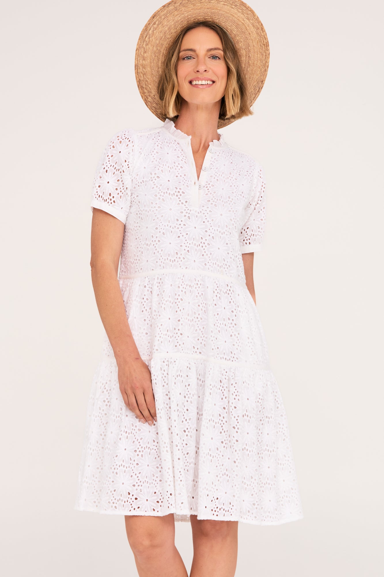 Keely Dress White Embroidery