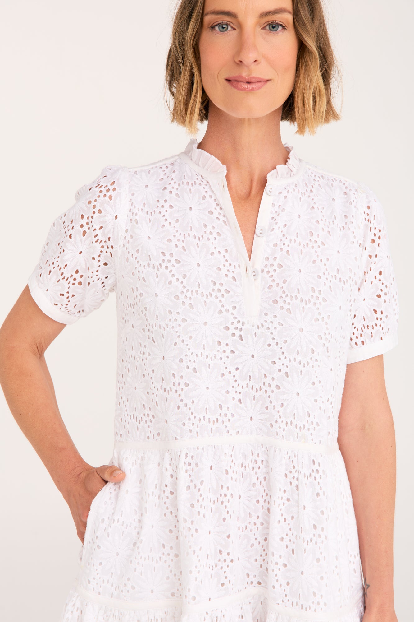Keely Dress White Embroidery