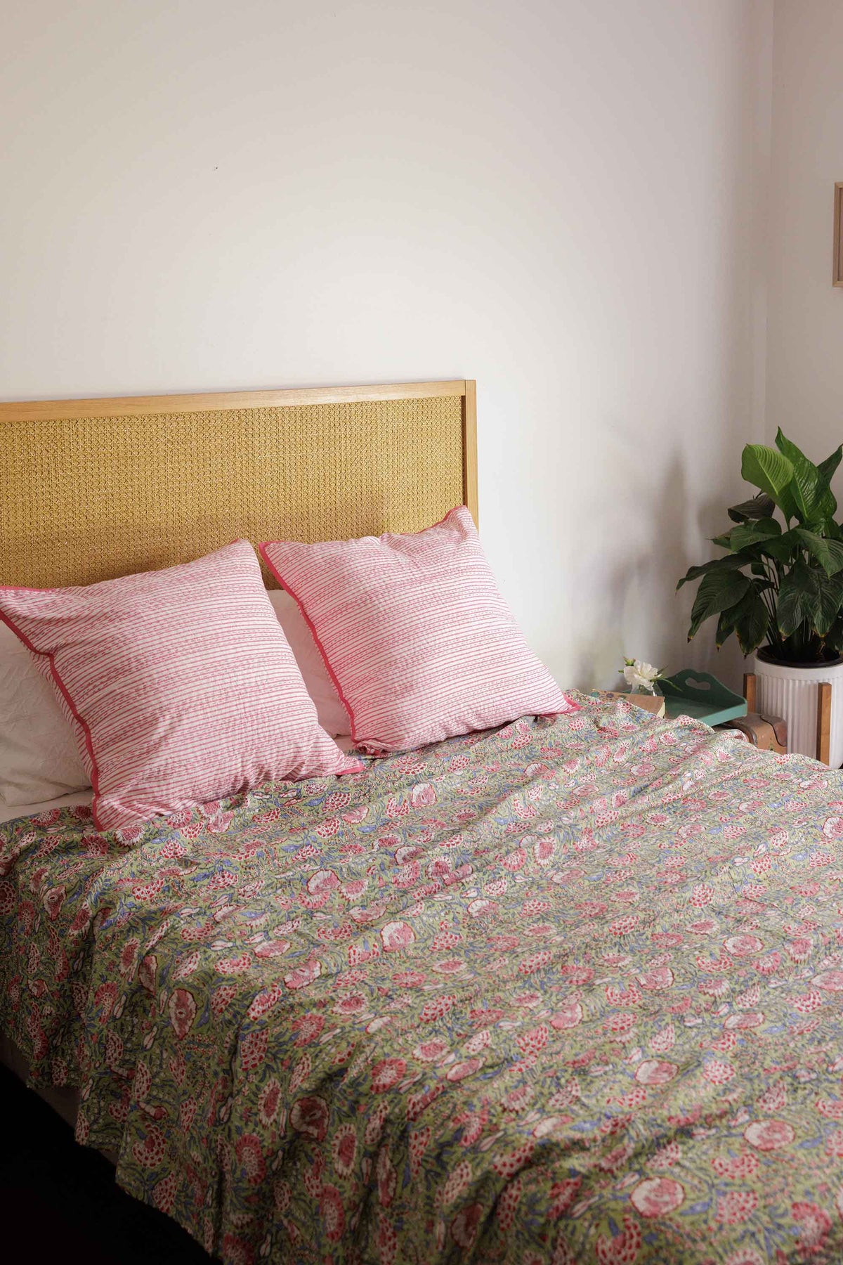 Kantha Stitched European Pillowcases Blush
