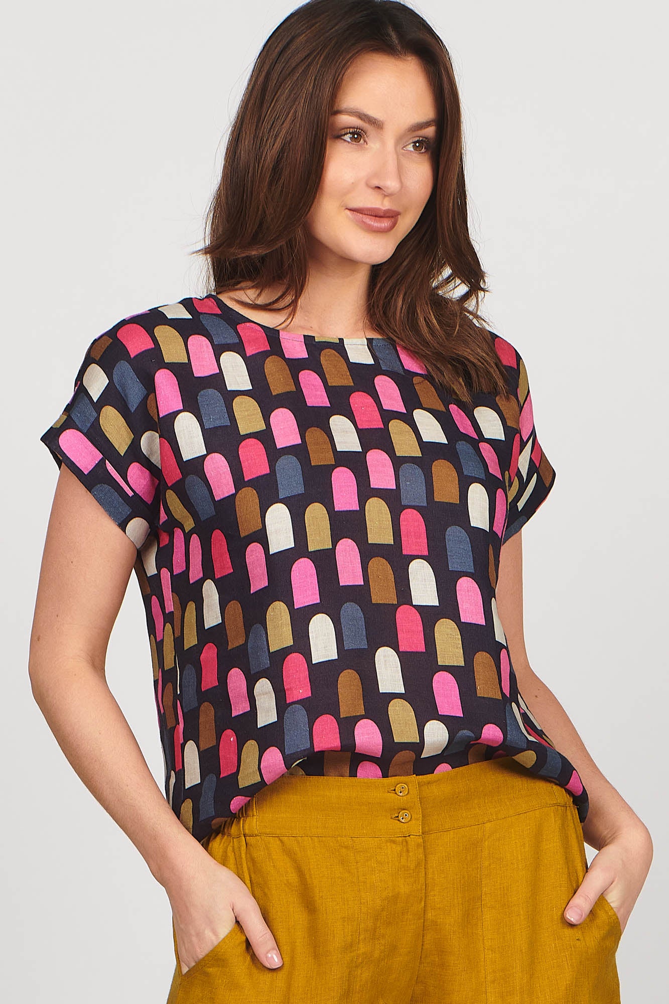 Luna Top Pink Geo