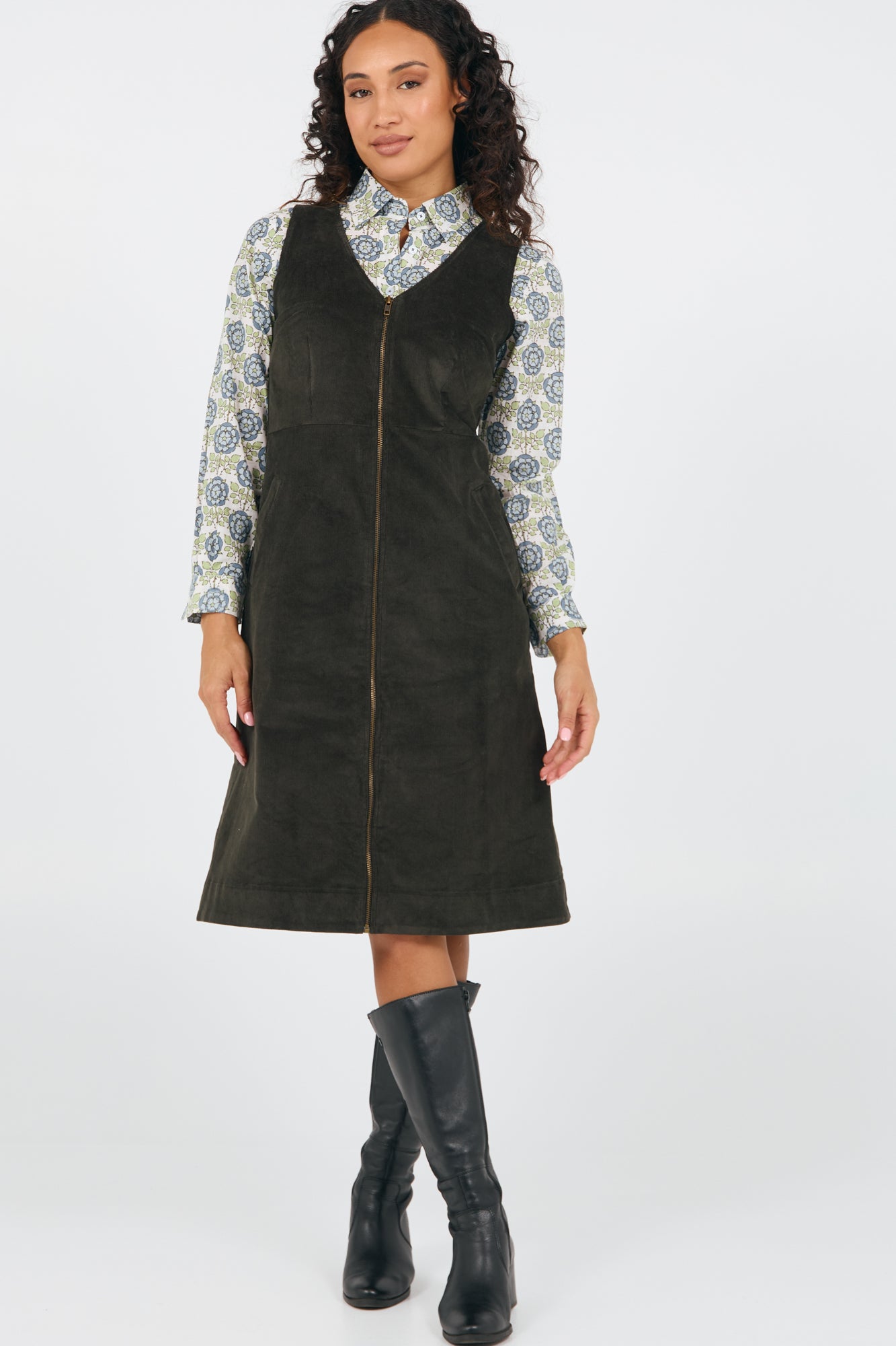 Mila Pinafore Juniper Green