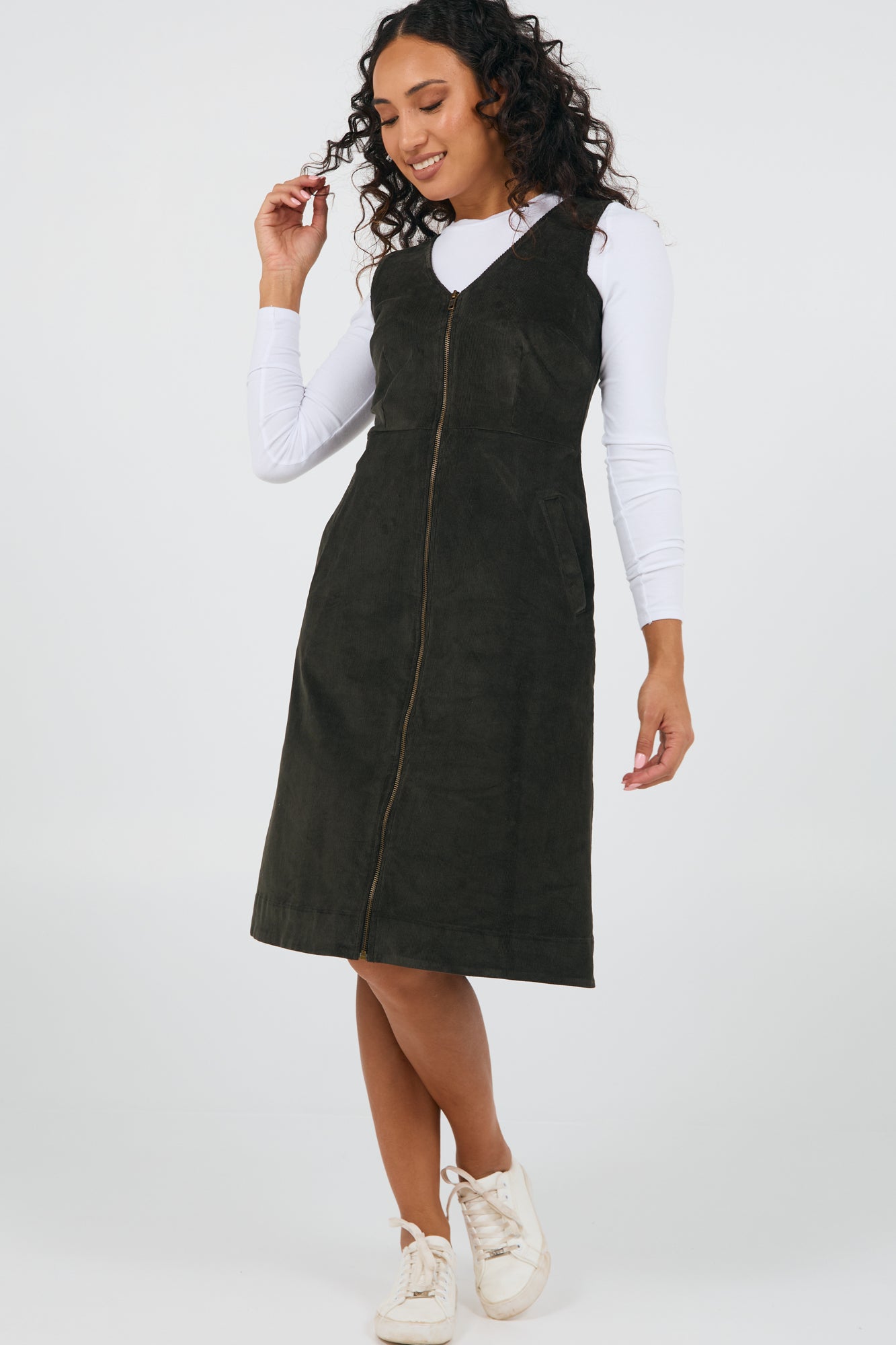 Mila Pinafore Juniper Green