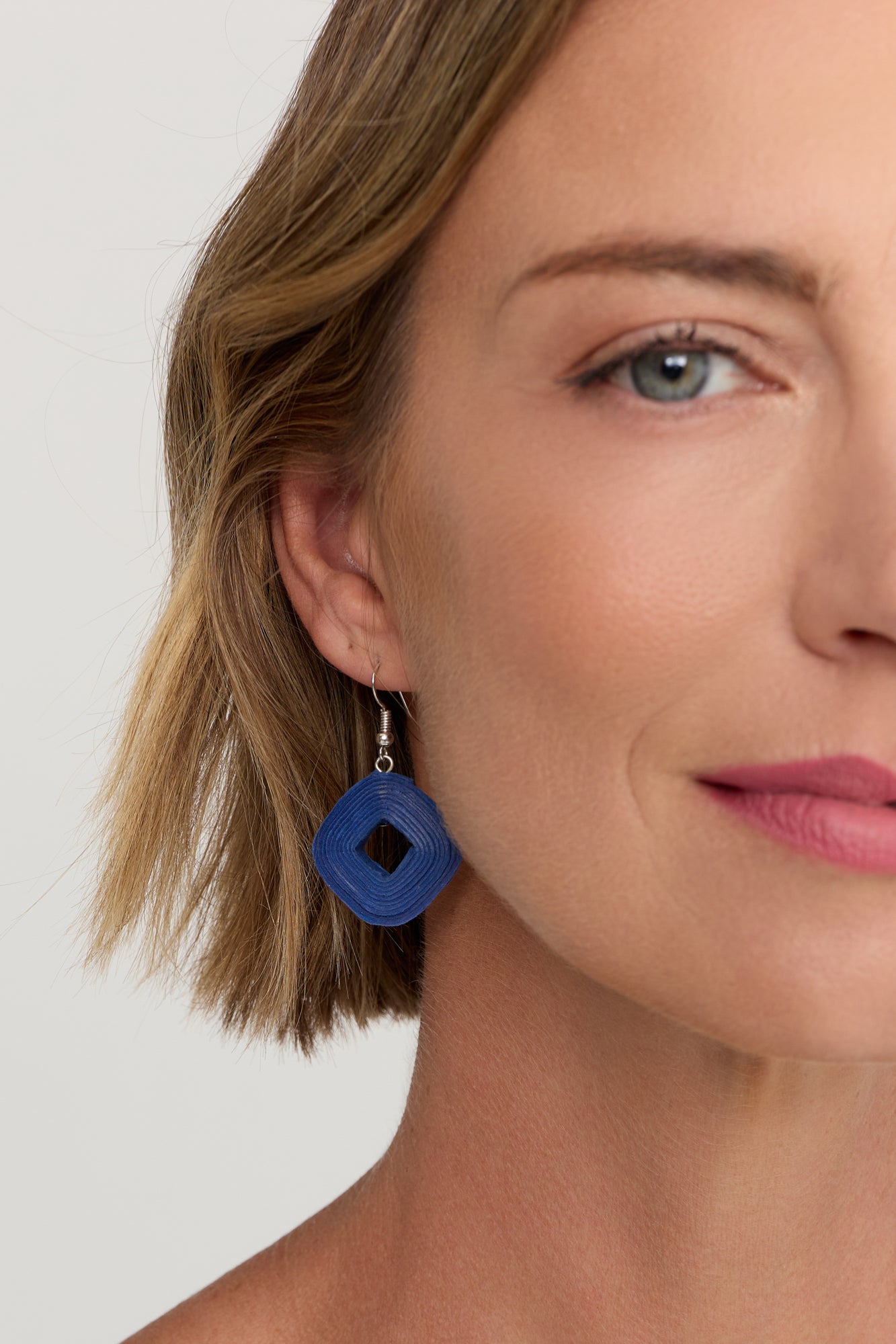 Square Earrings Navy Blue