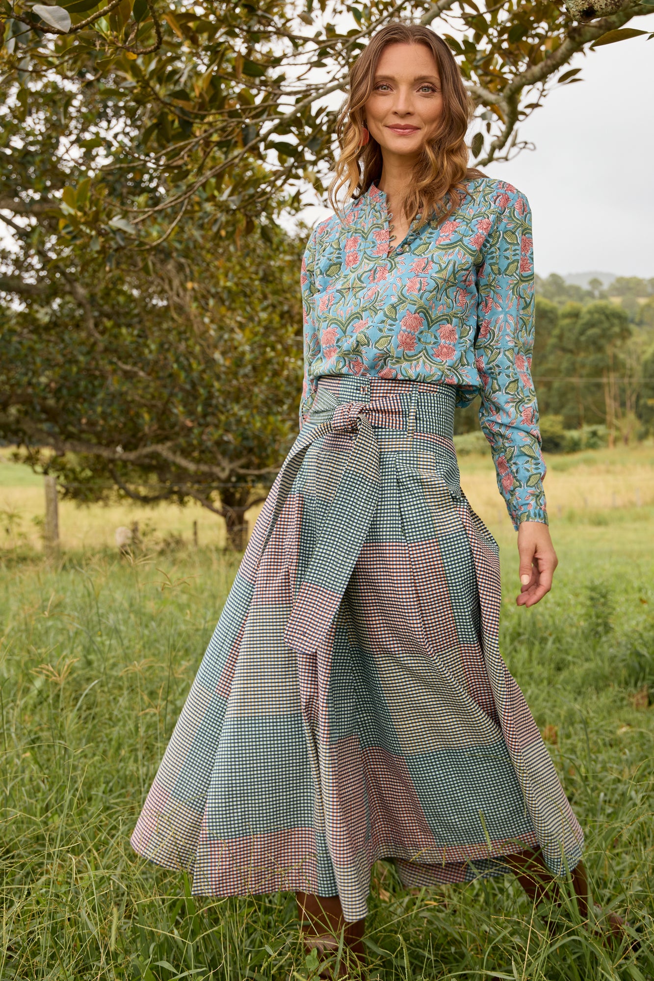 Rhodes Skirt Indian Plaid
