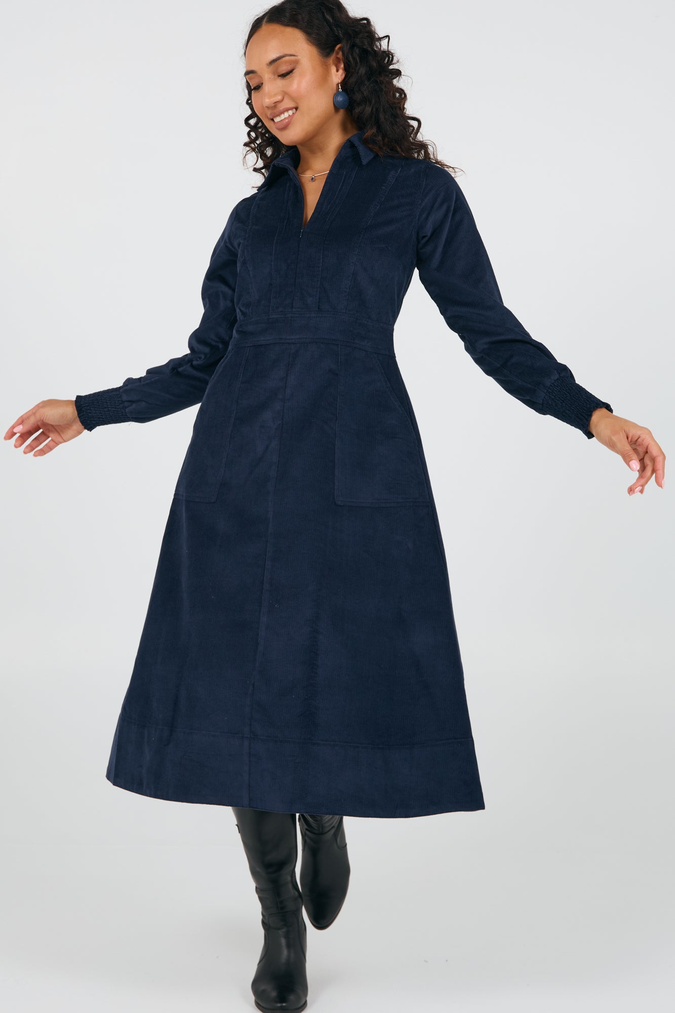 Ruben Dress Navy Cord