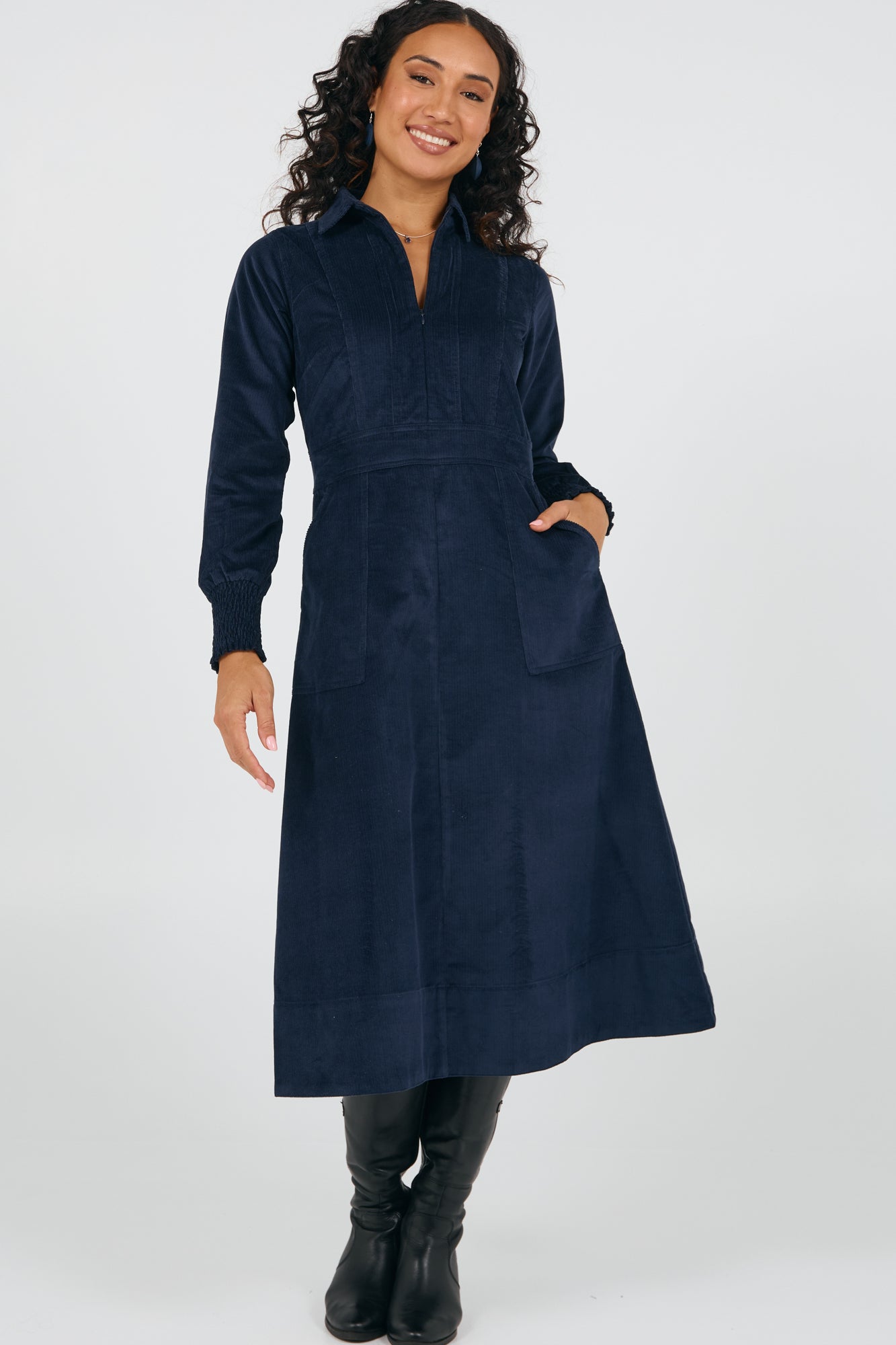 Ruben Dress Navy Cord