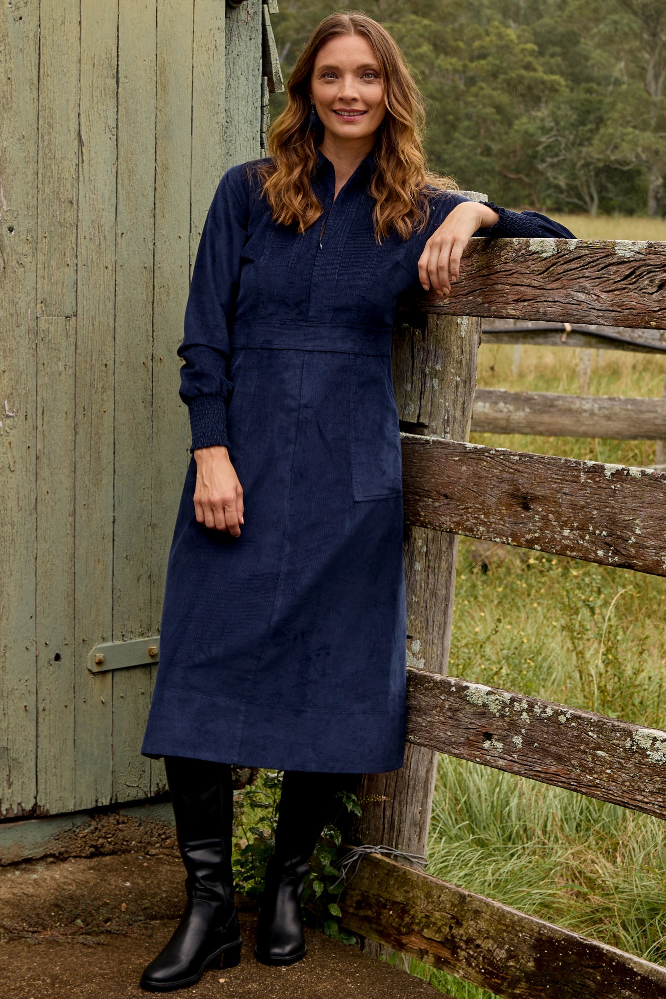 Ruben Dress Navy Cord