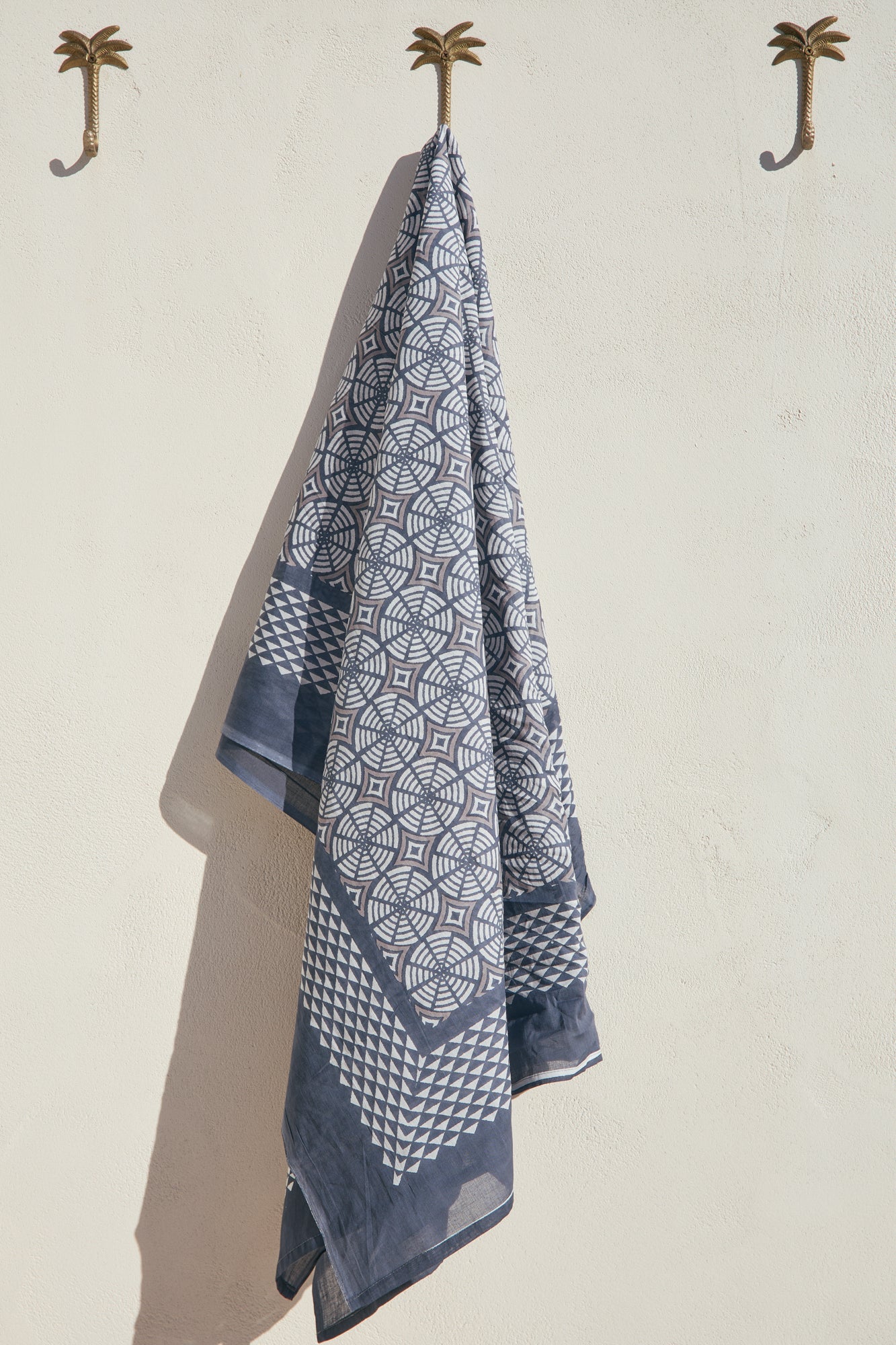 Hand Printed Sarong Indigo Hoops