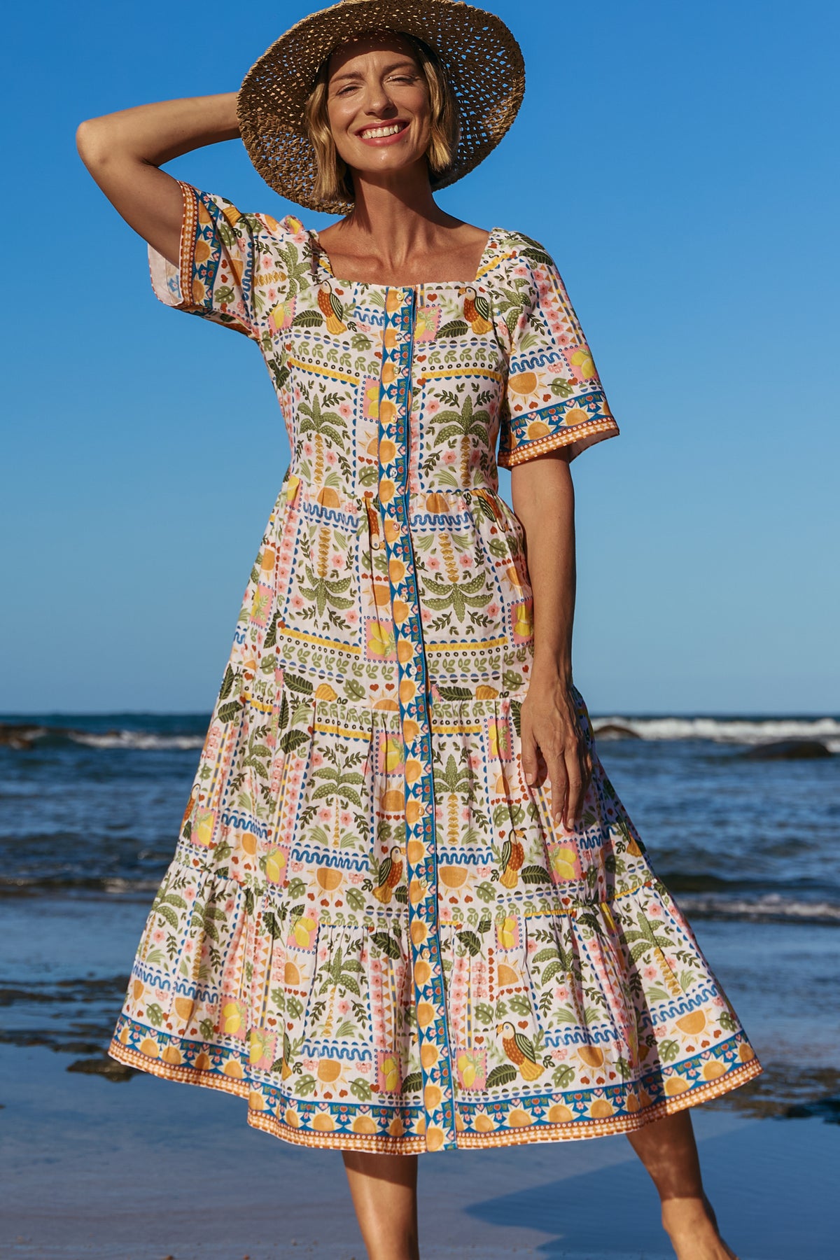 Florence Dress Tropical Patchwork