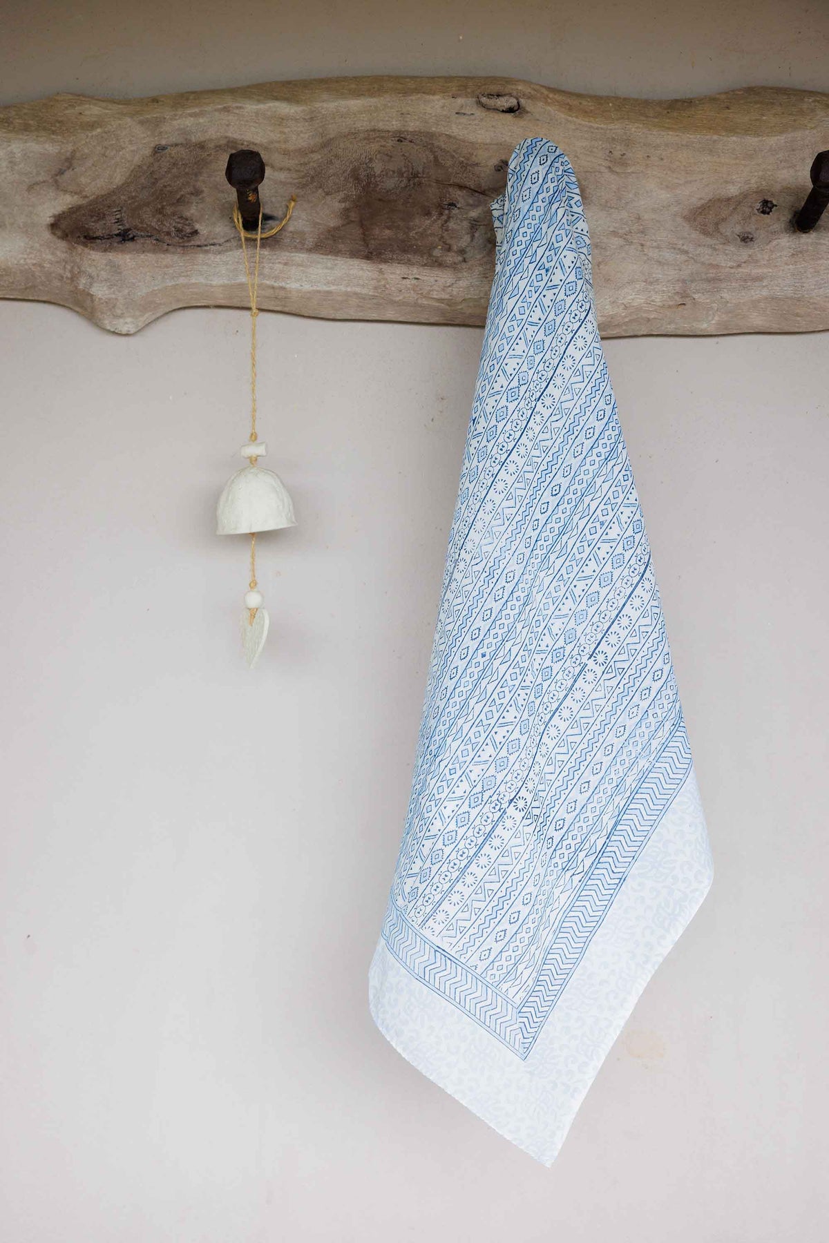 Hand Printed Sarong Mykonos Blue