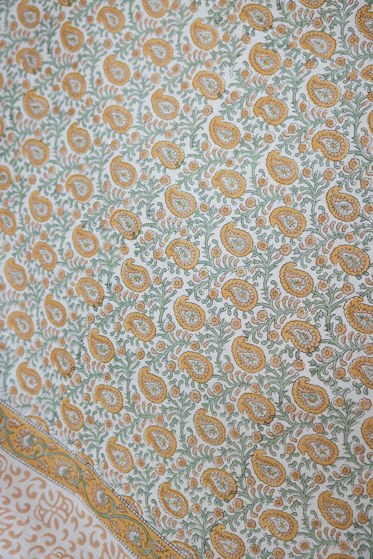 Hand Printed Sarong Saffron Paisley