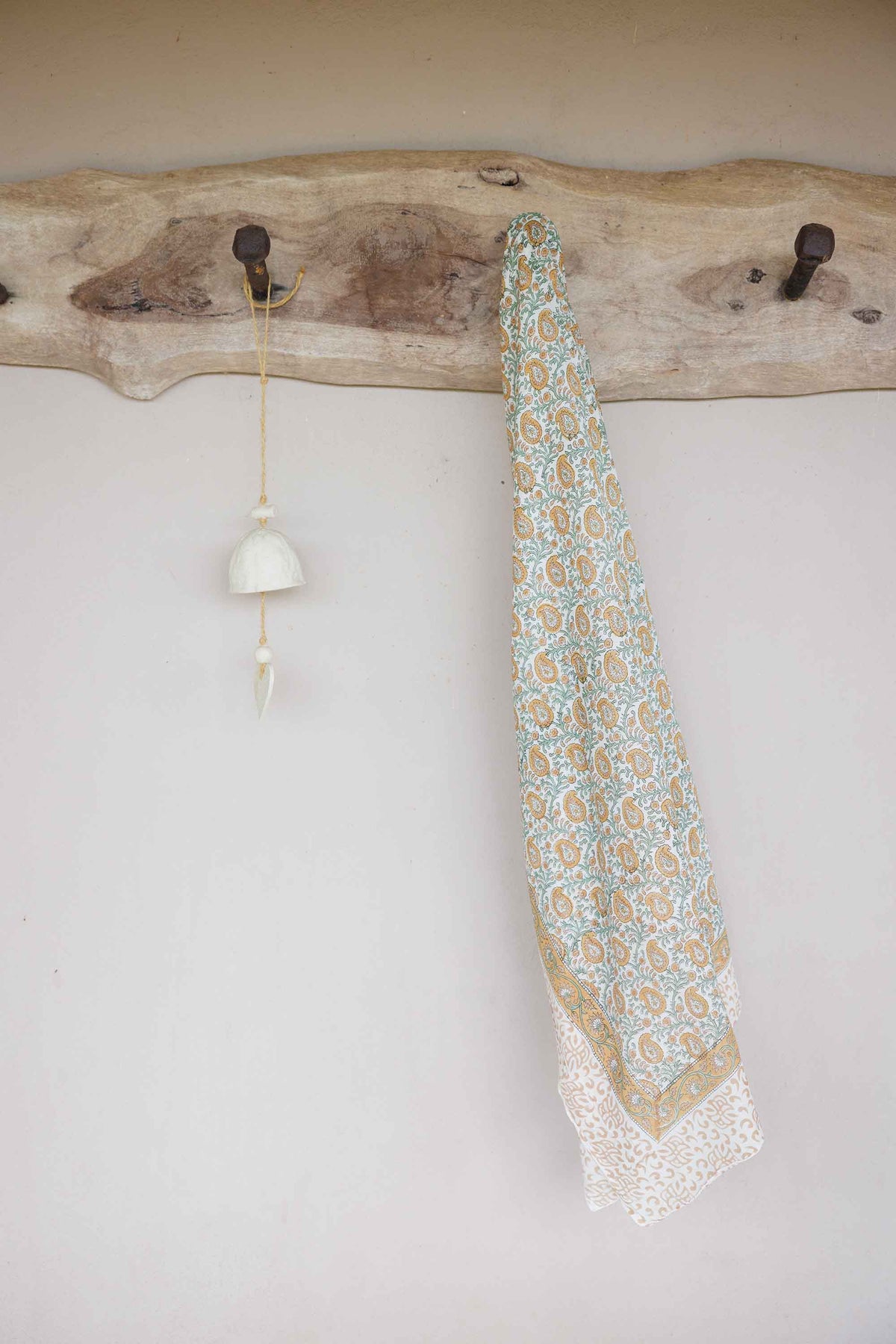 Hand Printed Sarong Saffron Paisley