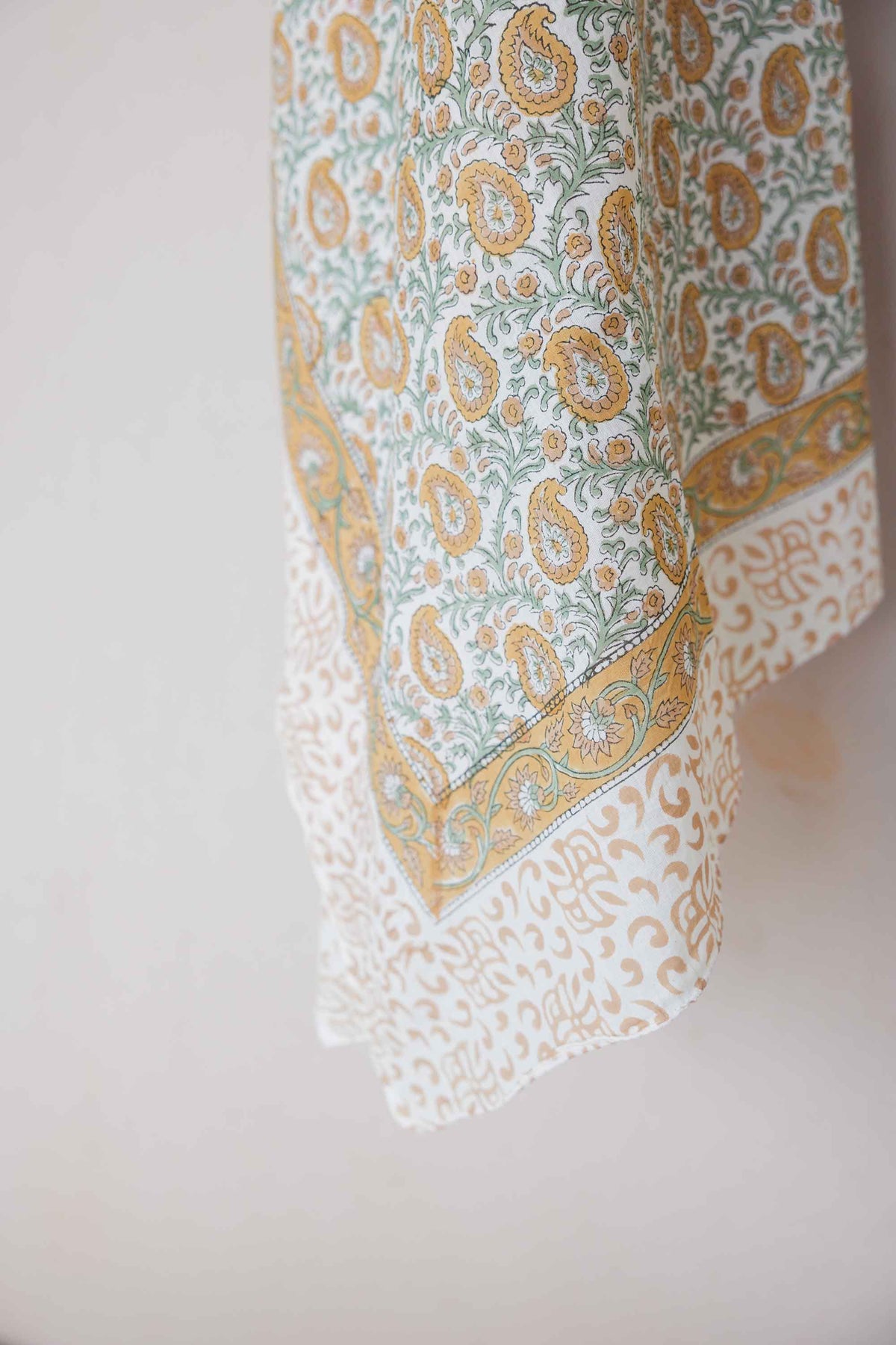 Hand Printed Sarong Saffron Paisley