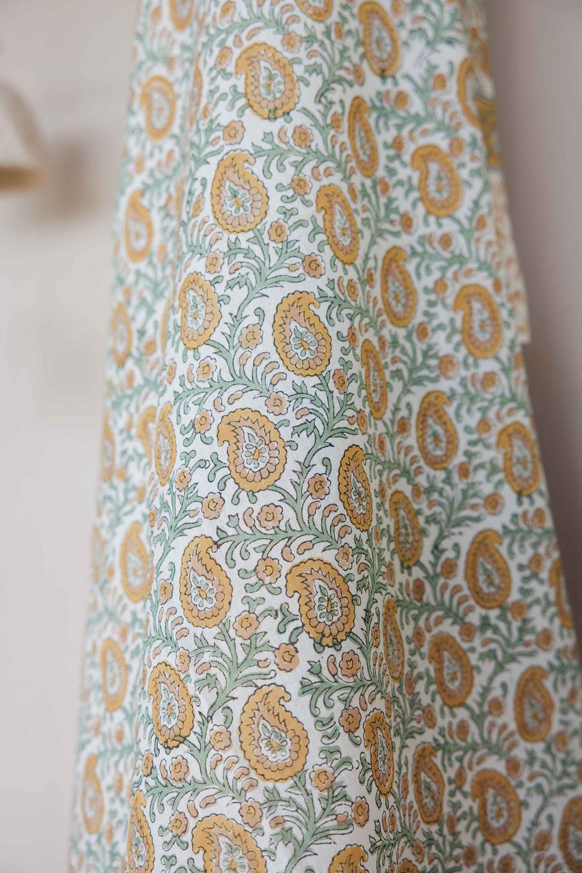 Hand Printed Sarong Saffron Paisley