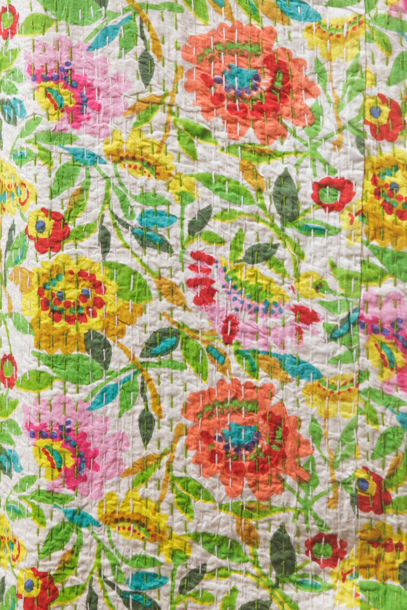 Kantha Quilt Spring Bloom