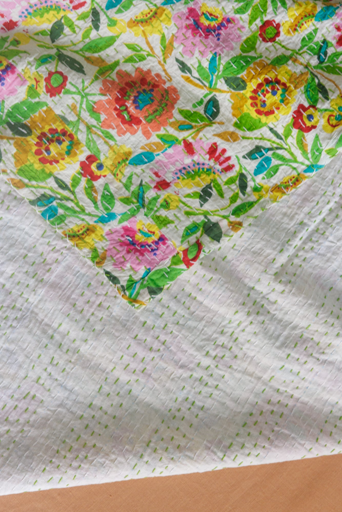 Kantha Quilt Spring Bloom