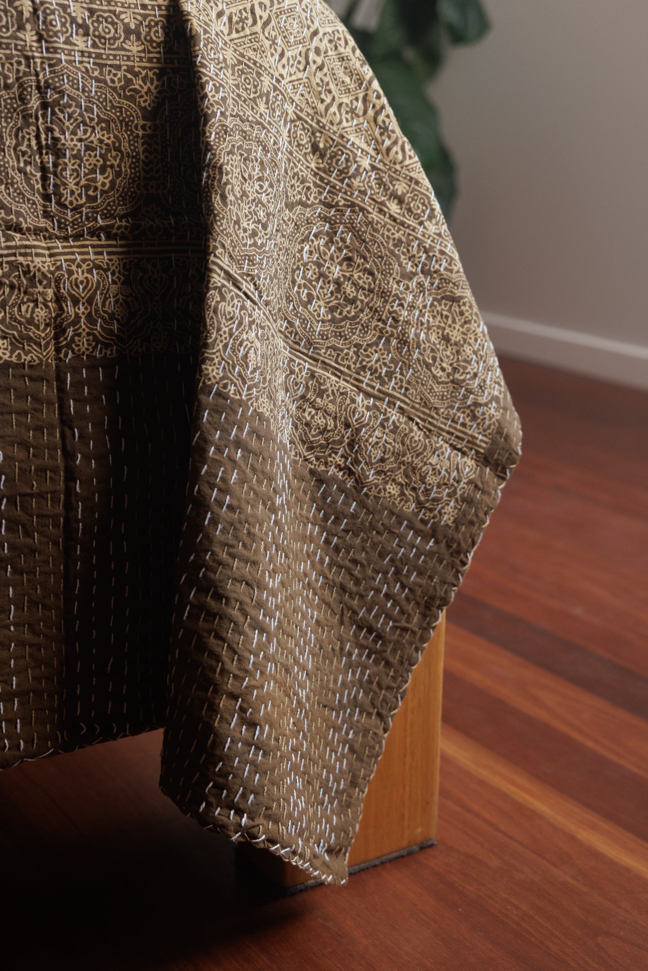 Kantha Quilt Walnut Mosaic