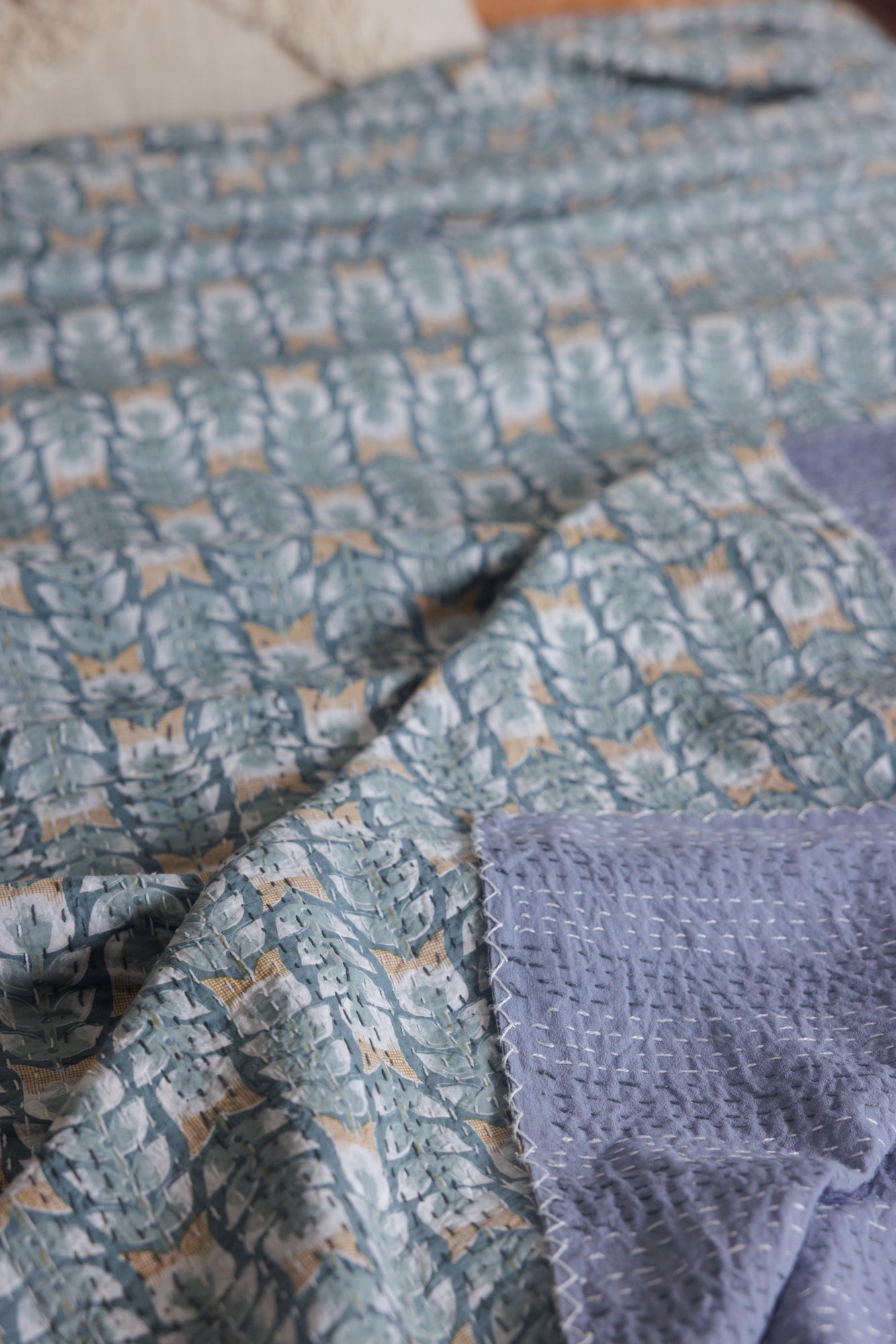 Kantha Quilt Tulipa Blues