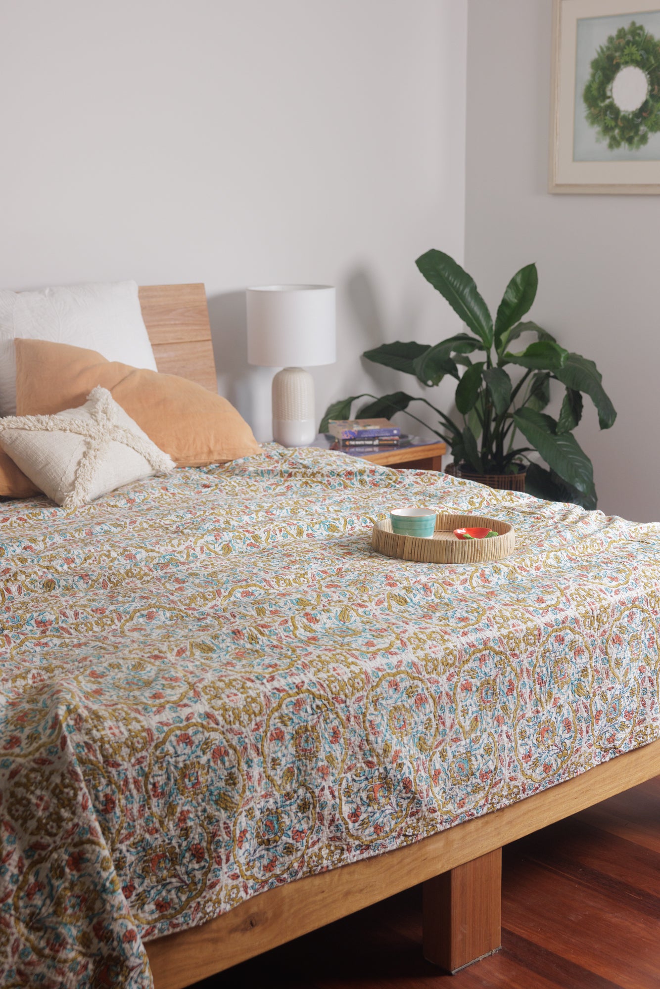 Kantha Quilt Rustic Garden