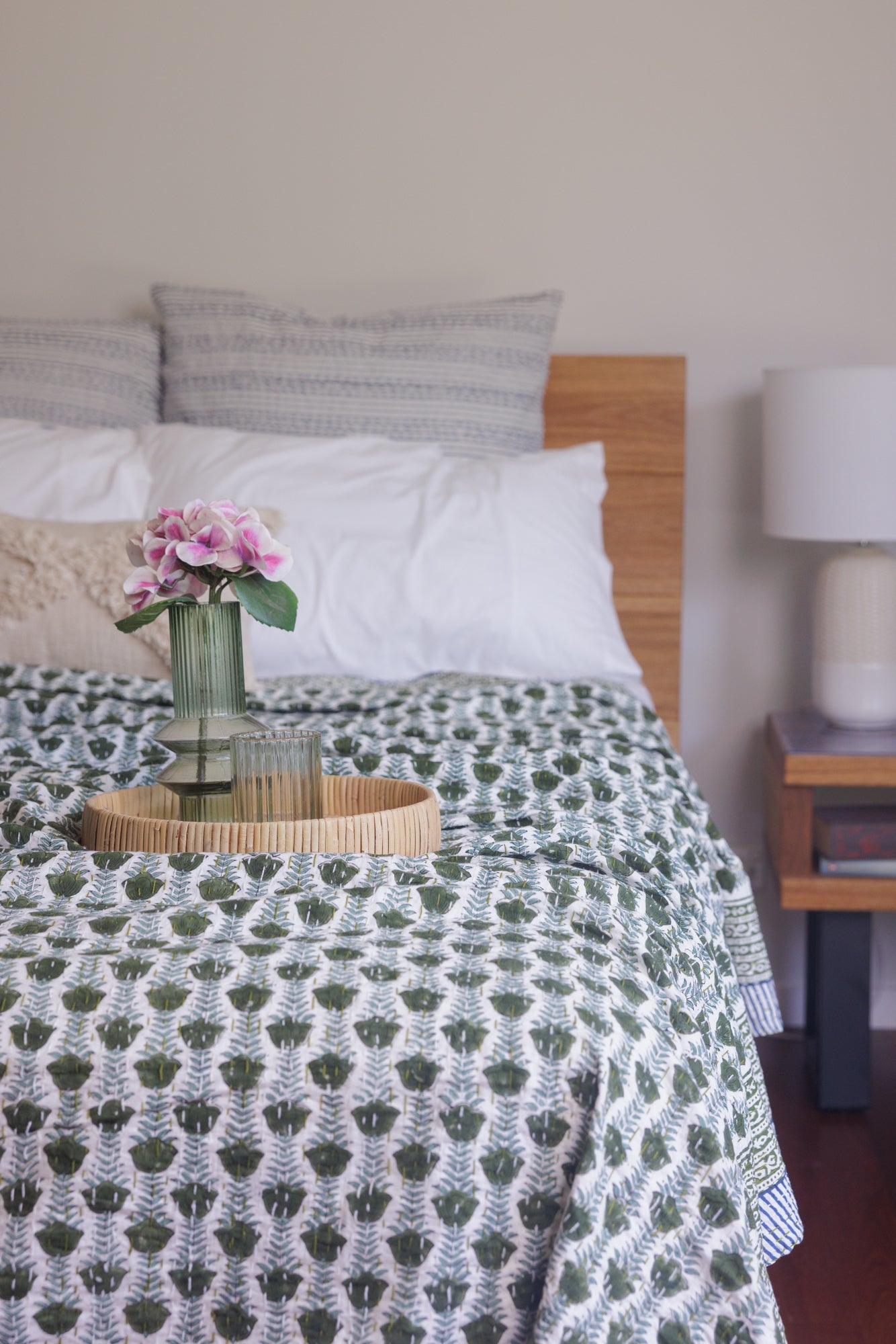 Kantha Quilt Tulipa Greens