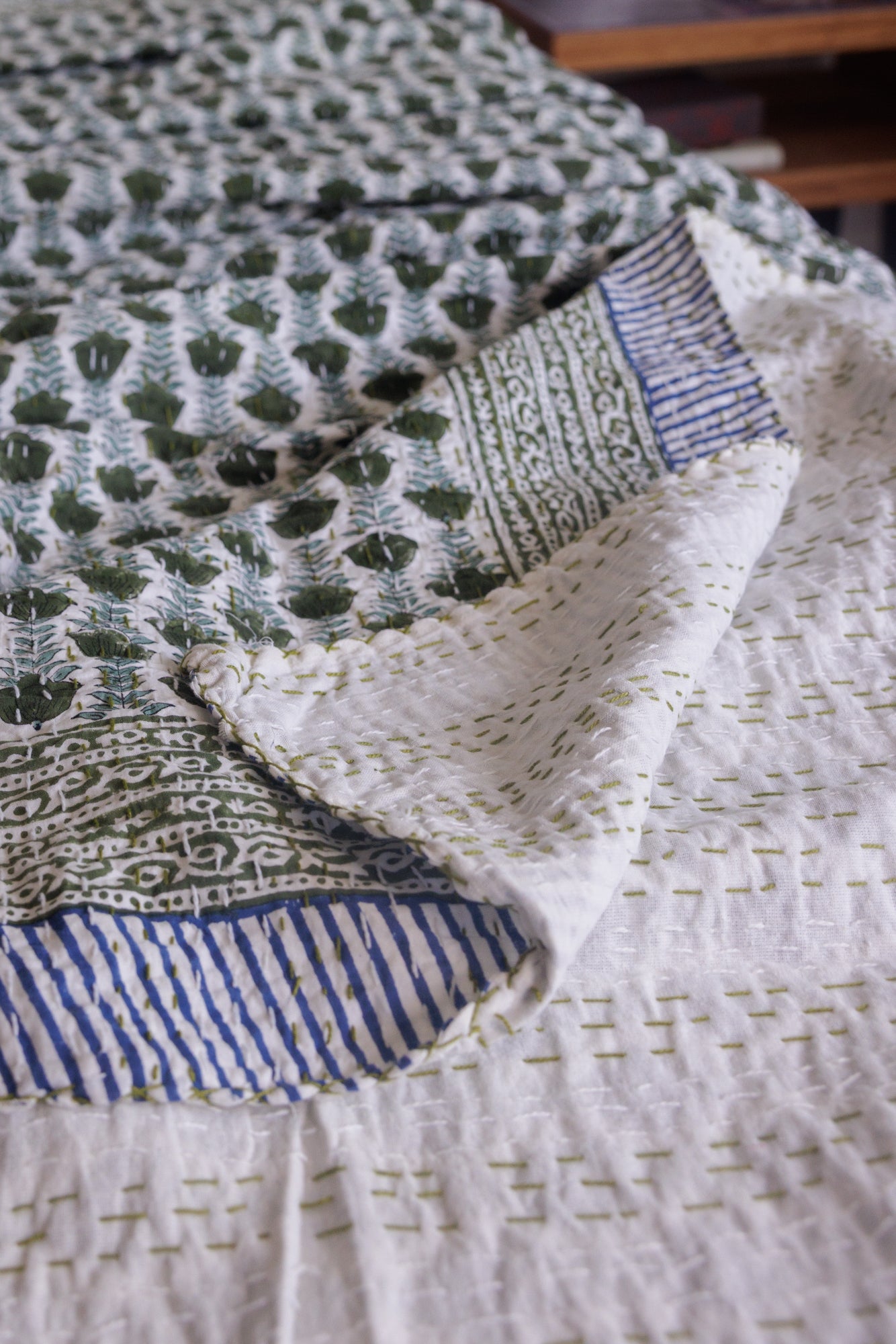 Kantha Quilt Tulipa Greens